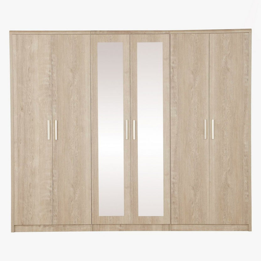Curvy 6-Door Wardrobe with Mirrors and Drawers-Wardrobes-image-2