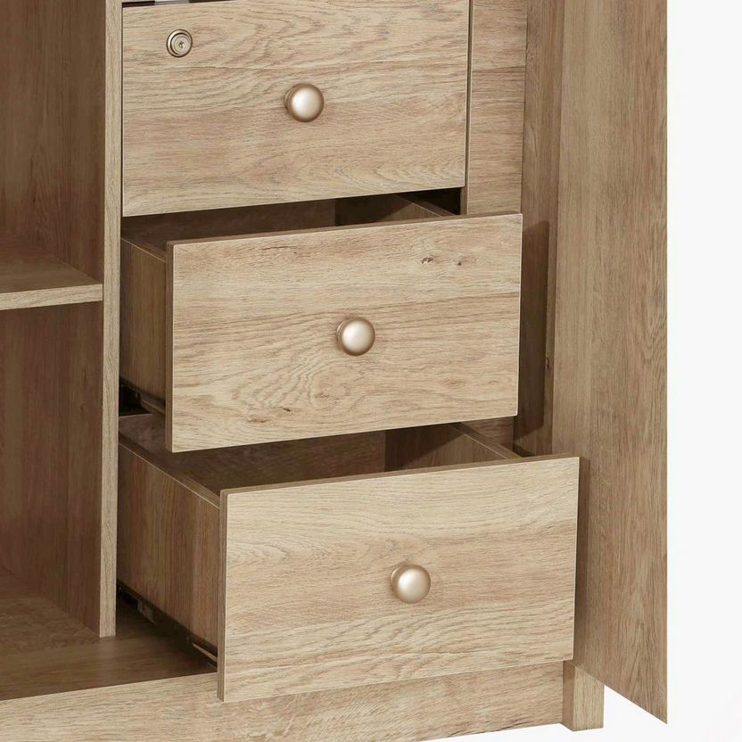 Curvy 6-Door Wardrobe with Mirrors and Drawers-Wardrobes-image-5