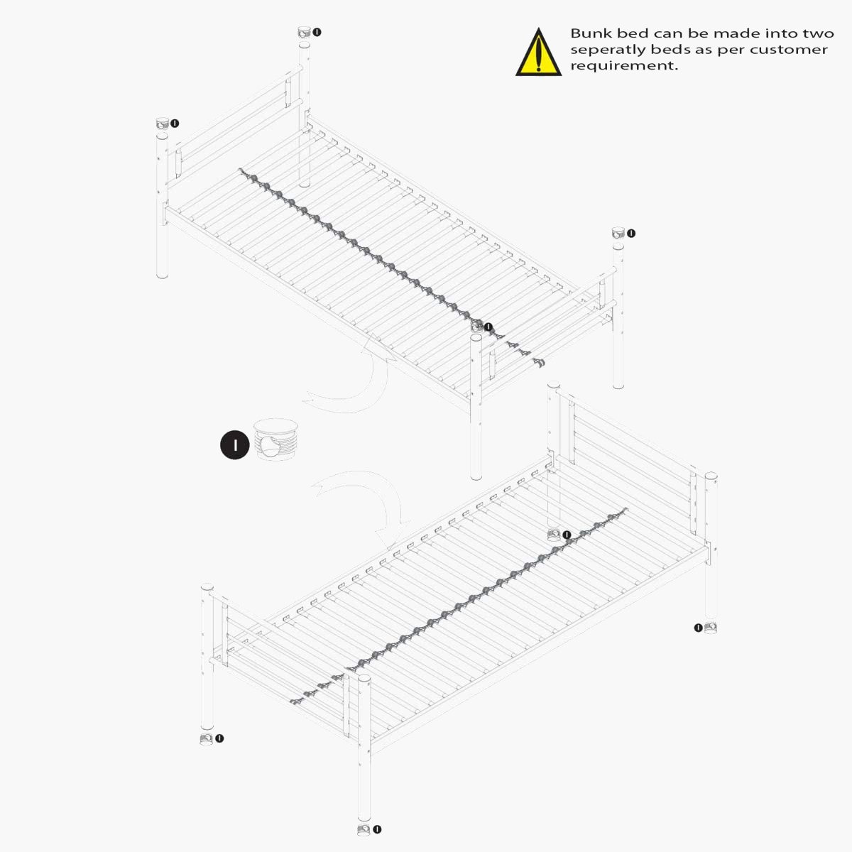 سرير بطابقين قابلة للتحوّل من جاز - 90x200 سم-hbxkidsandyouth-bedsandbedsets-bunkbeds-single-image-10
