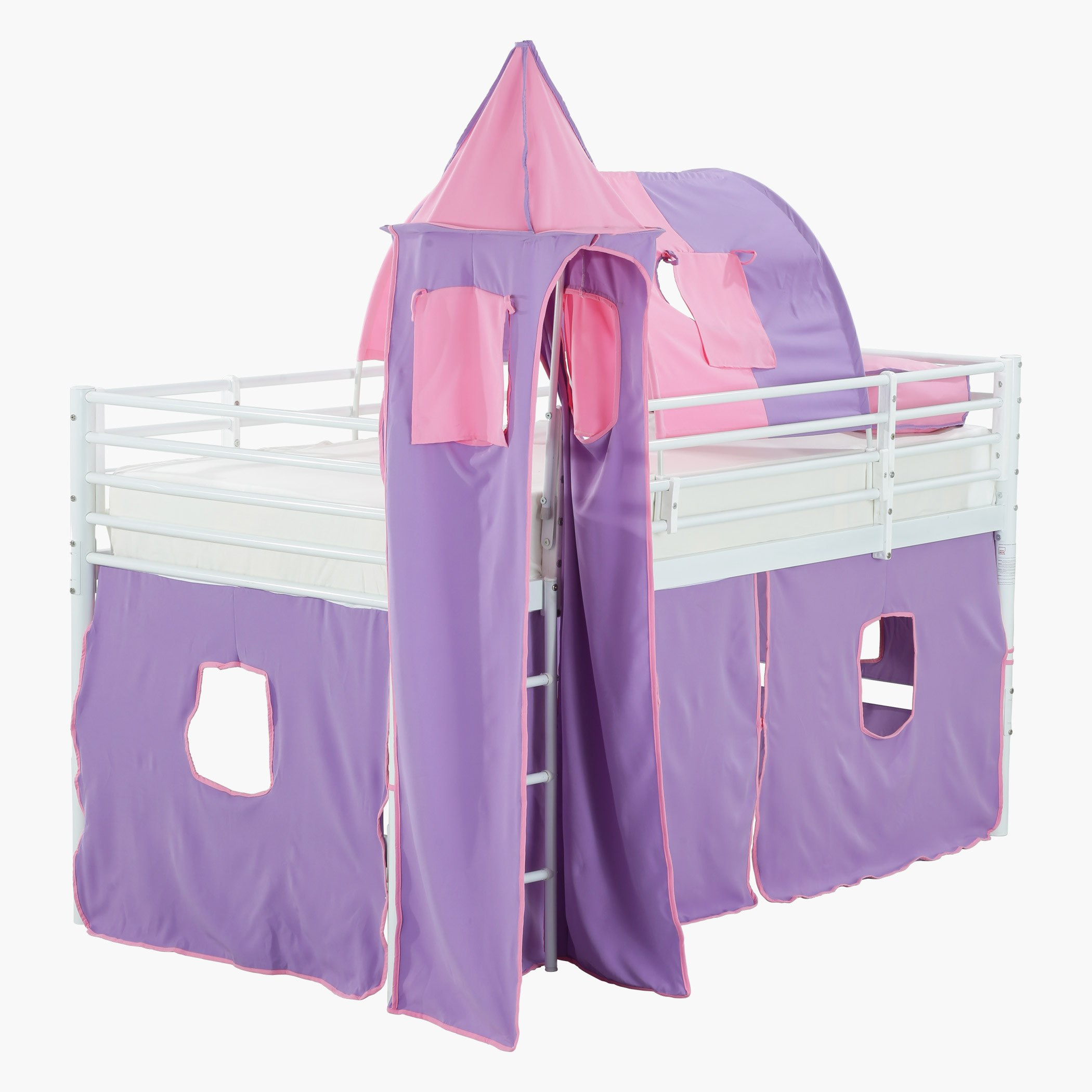 سرير بطابقين مع خيمة برنسيس - 90×200 سم-hbxkidsandyouth-bedsandbedsets-bunkbeds-single-image-1