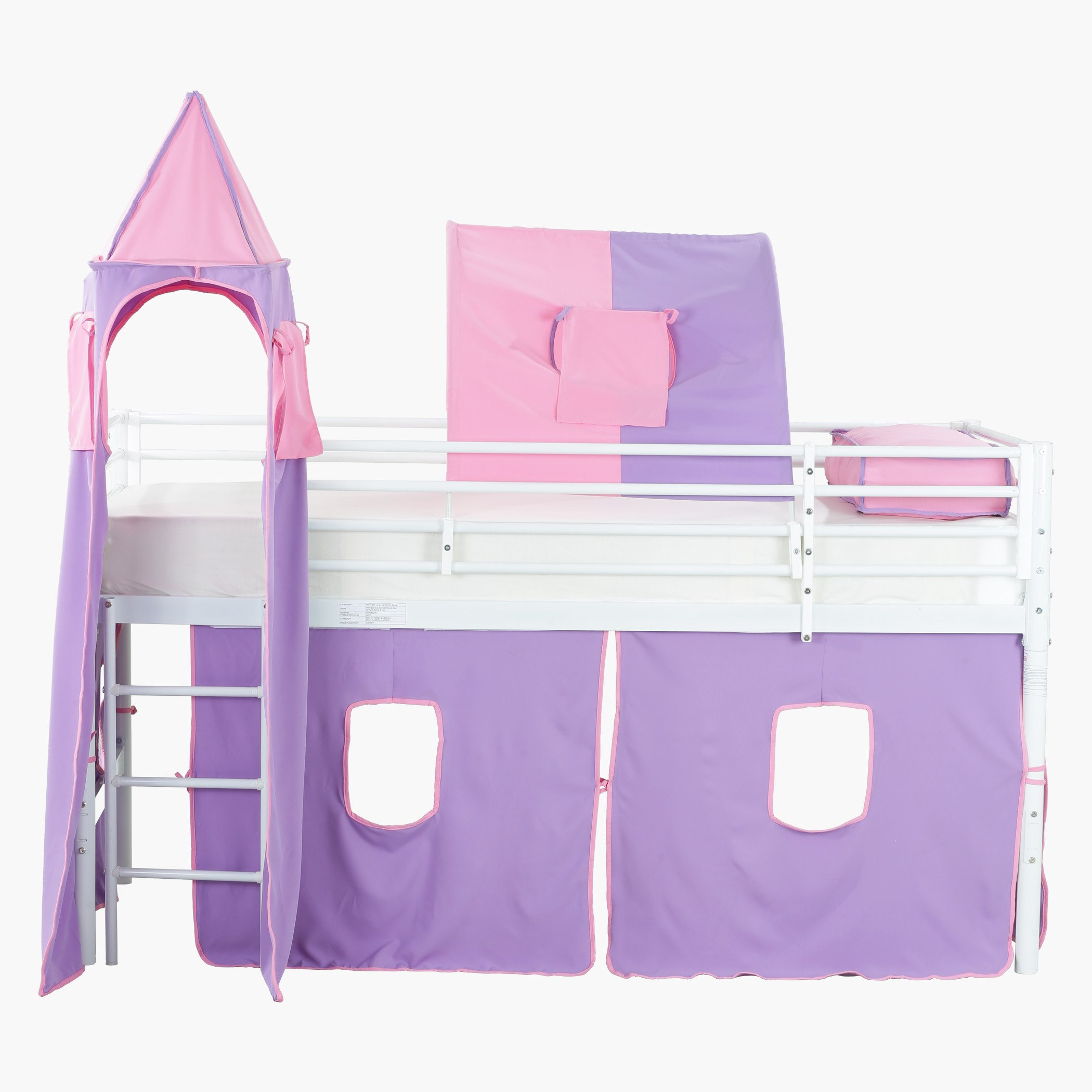 سرير بطابقين مع خيمة برنسيس - 90×200 سم-hbxkidsandyouth-bedsandbedsets-bunkbeds-single-image-2