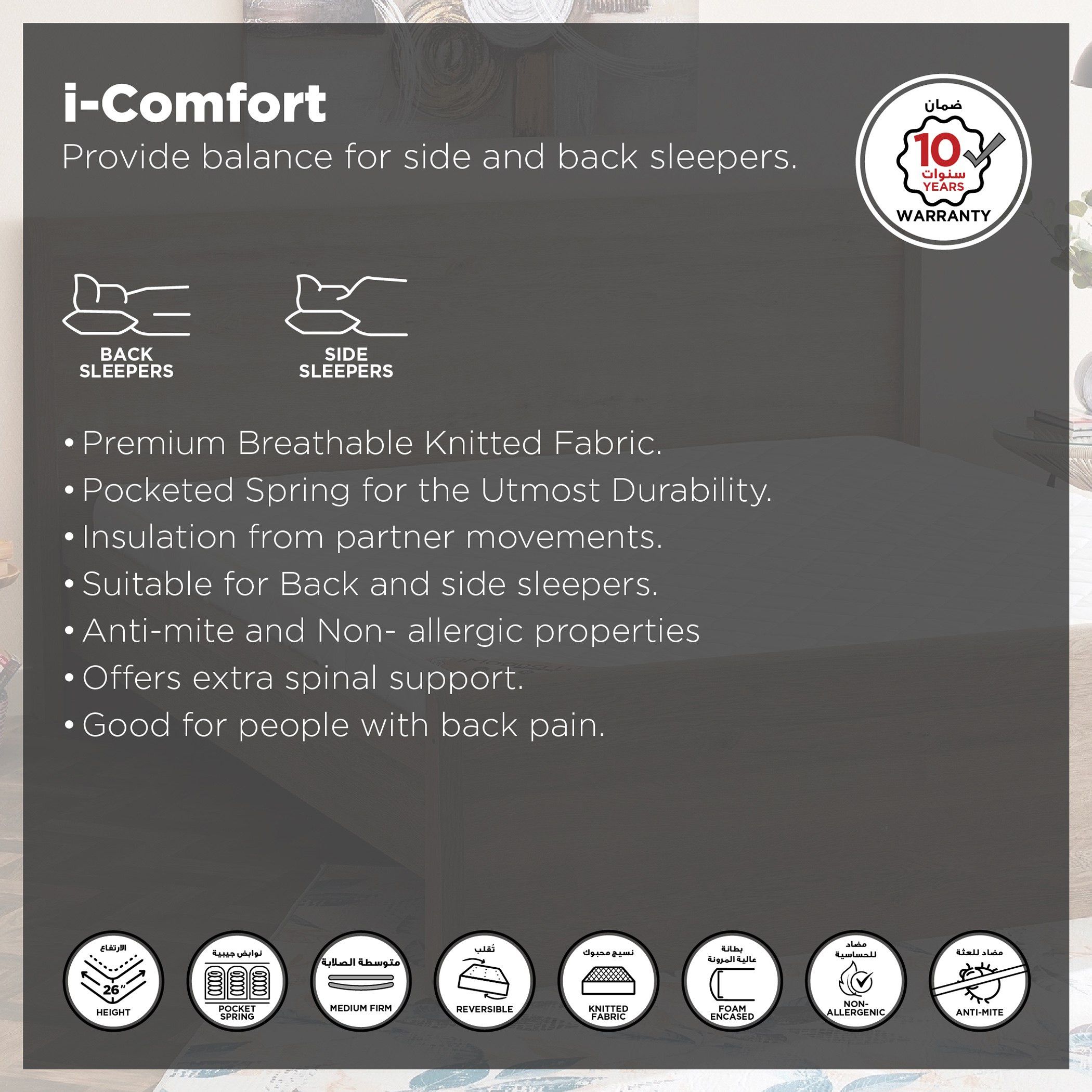 مرتبة مزدوجة بارزة الملمس بنوابض جيبية فاخرة من آي كومفورت - 120x200 سم-hbxfurniture-mattresses-twin-image-4