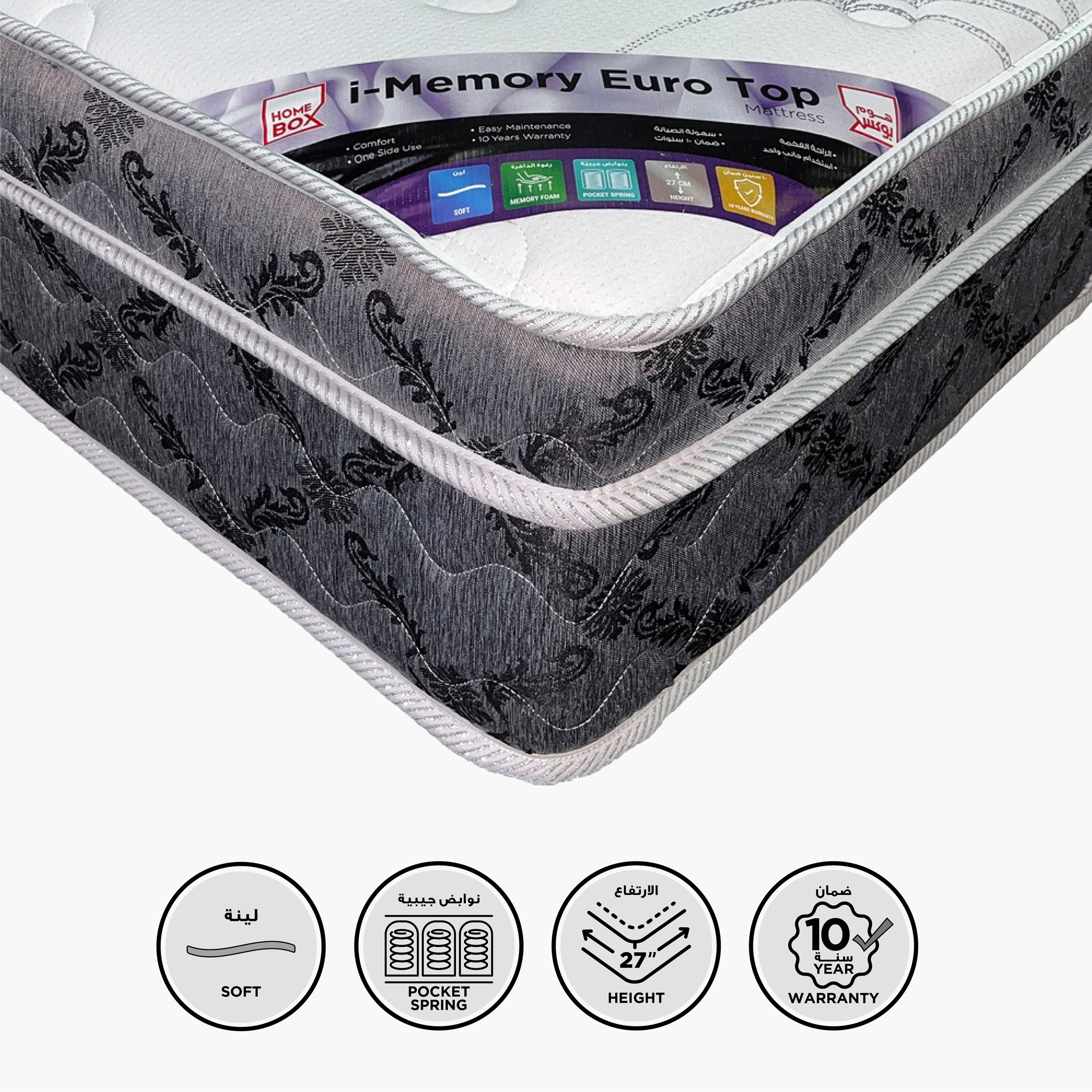 SleepLuxe iMemory Foam Euro Top Soft Pocket Spring King Mattress - 180x200x27 cm-hbxfurniture-mattresses-king-image-1