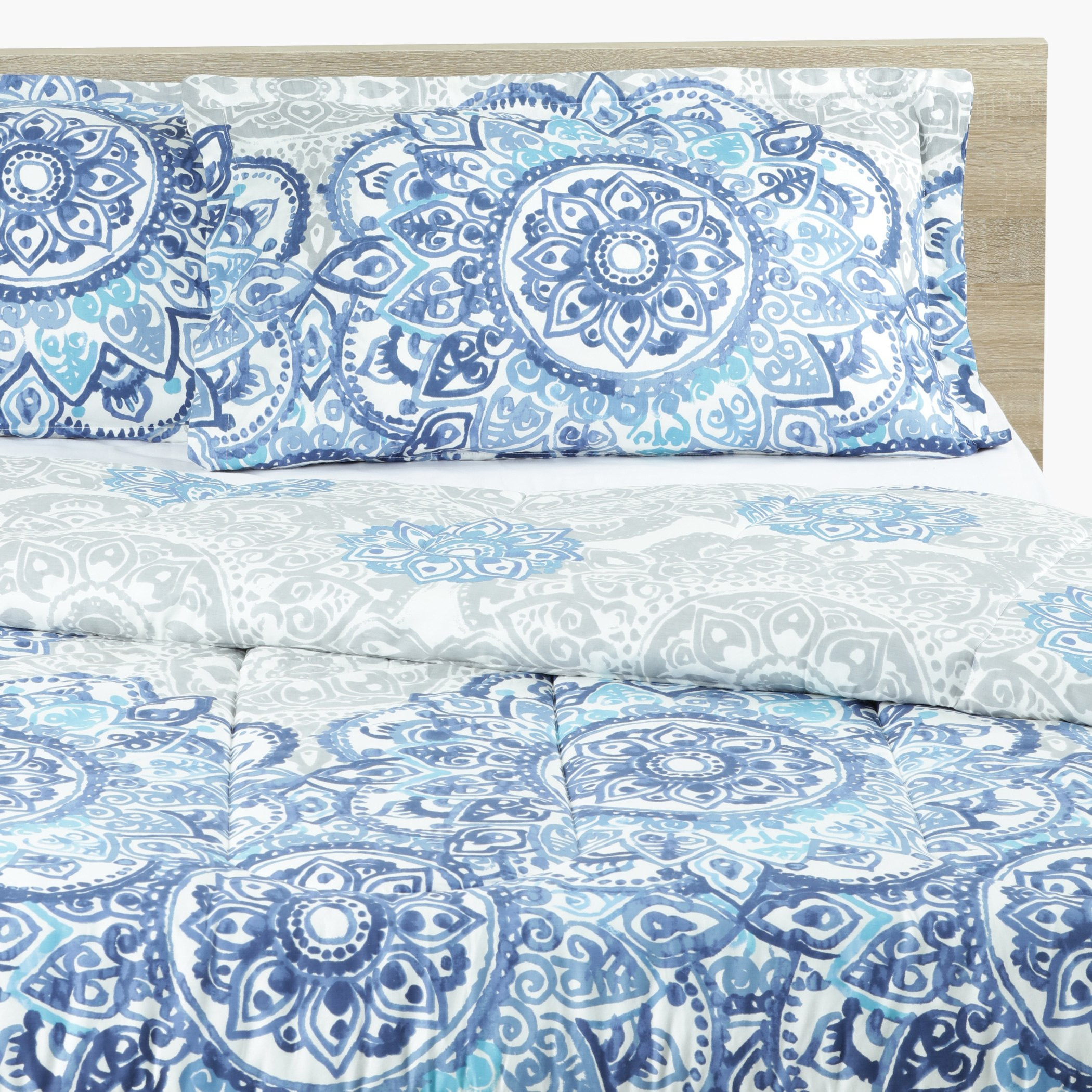 طقم لحاف مزدوج من 3 قطع بطبعات ماندالا - 220x160سم-hbxkidsandyouth-beddingandfurnishings-comfortersets-image-1