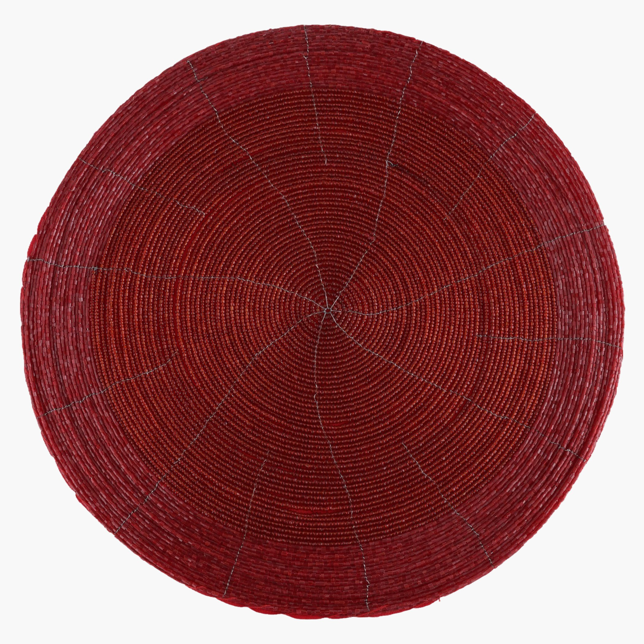 لبادة صحون مزينة بالخرز من بلاز- قطر 30 سم - لون أحمر-hbxdecorandfurnishings-homefurnishings-tablelinens-image-1