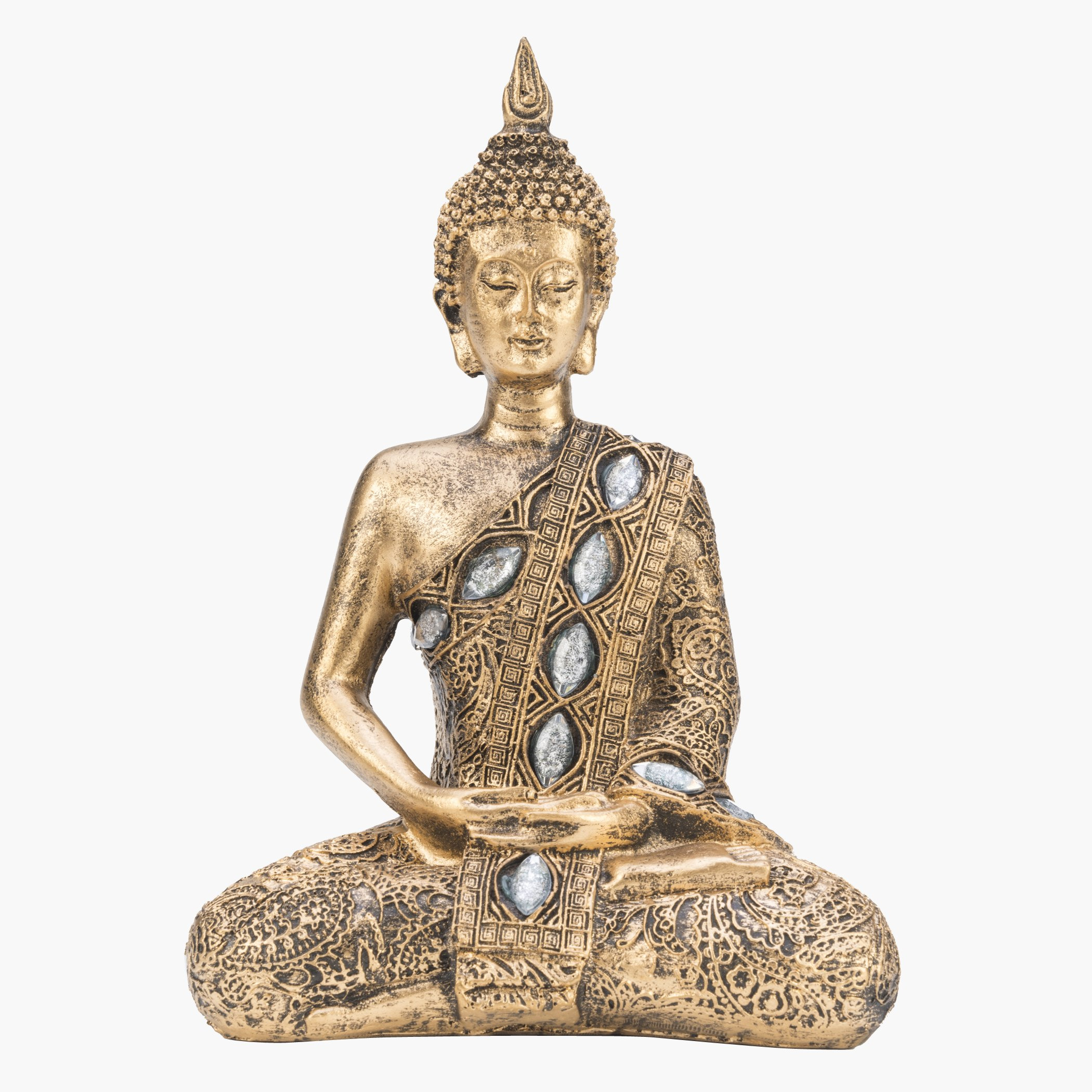 تمثال بوضعية التأمّل (مجموعة من أربع قطع) - لون ذهبي قياس 14×8×19 سم-hbxhomeware-homedecor-figurinesandornaments-image-3