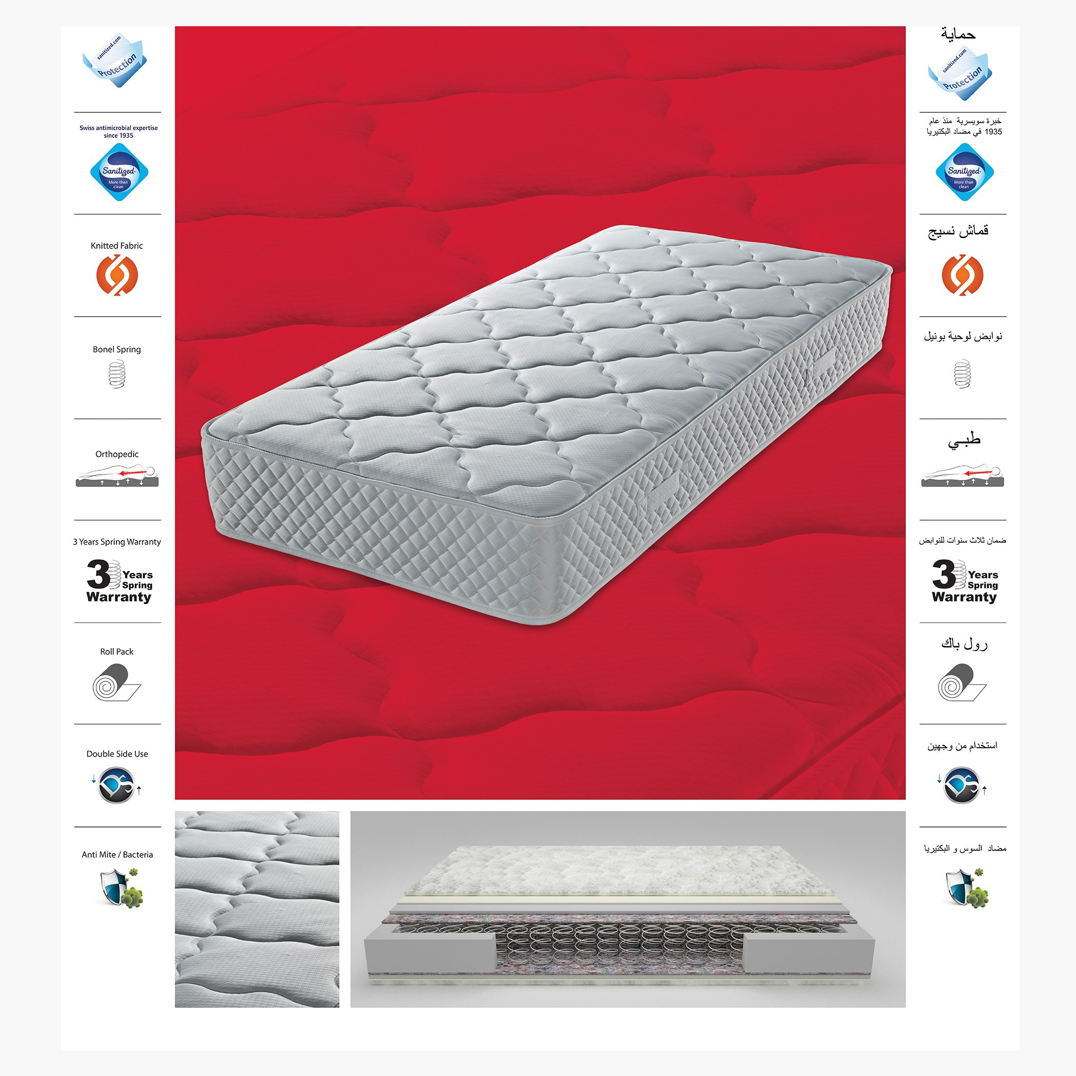 iSolo King Size Roll-Pack Bonnell Spring Mattress - 180x200x22 cm-hbxfurniture-mattresses-king-image-4