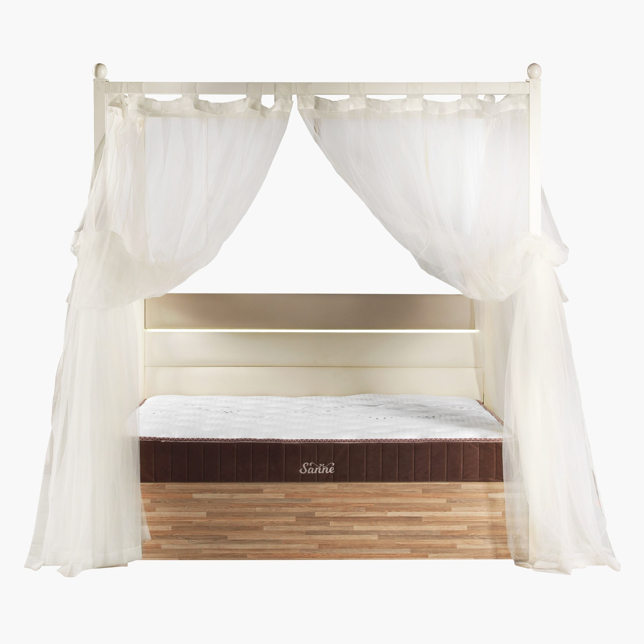سرير سوبر كينج 4 أعمدة بستائر من باركاي - 200×200 سم-hbxfurniture-bedsandbedsets-beds-king-image-4