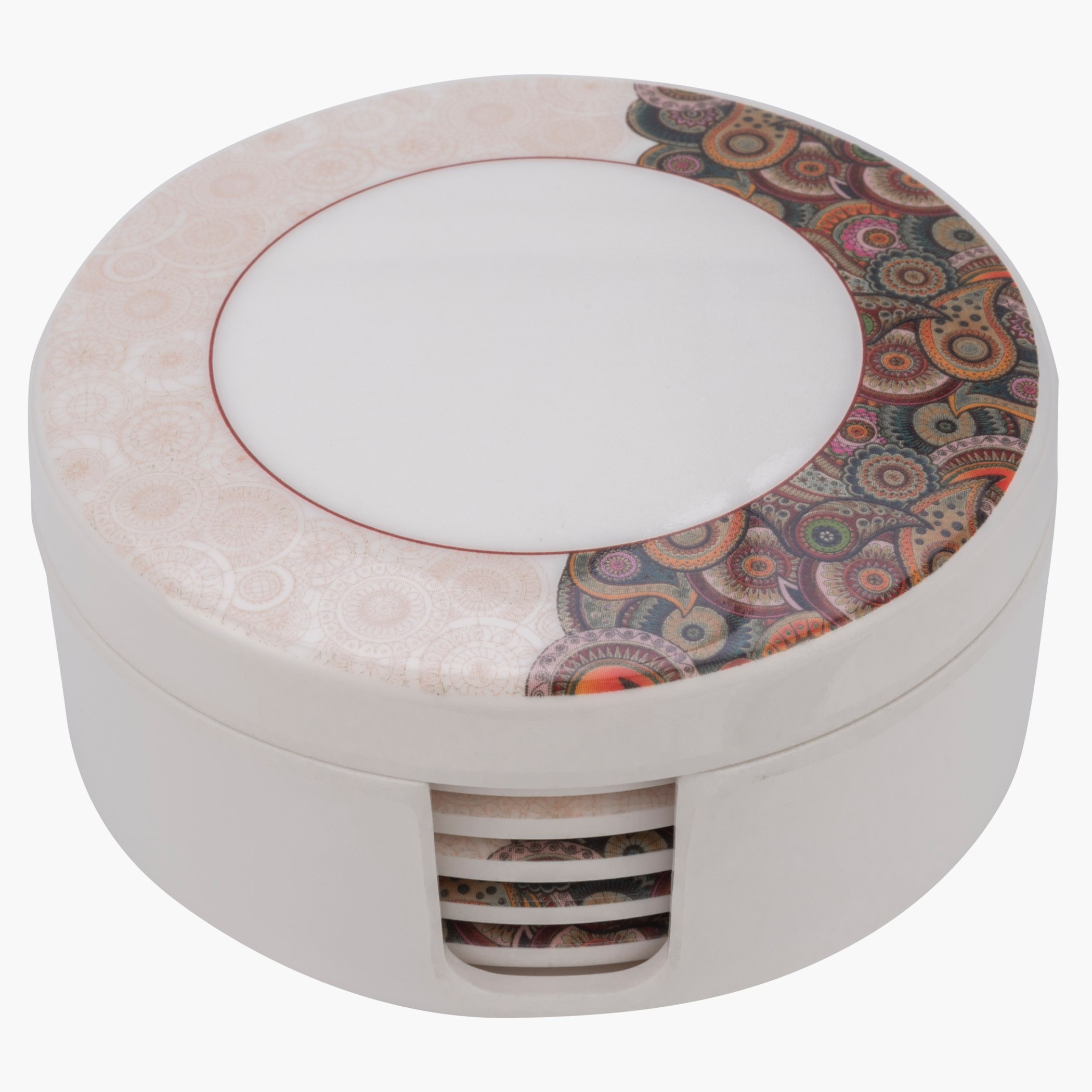طقم قاعدات أكواب مستديرة بطباعة بيزلي ترايبال - ست قطع-hbxhomeware-hbxkitchen-image-1