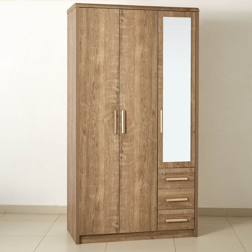 Curvy 3-Door Wardrobe with Mirror-Wardrobes-image-9