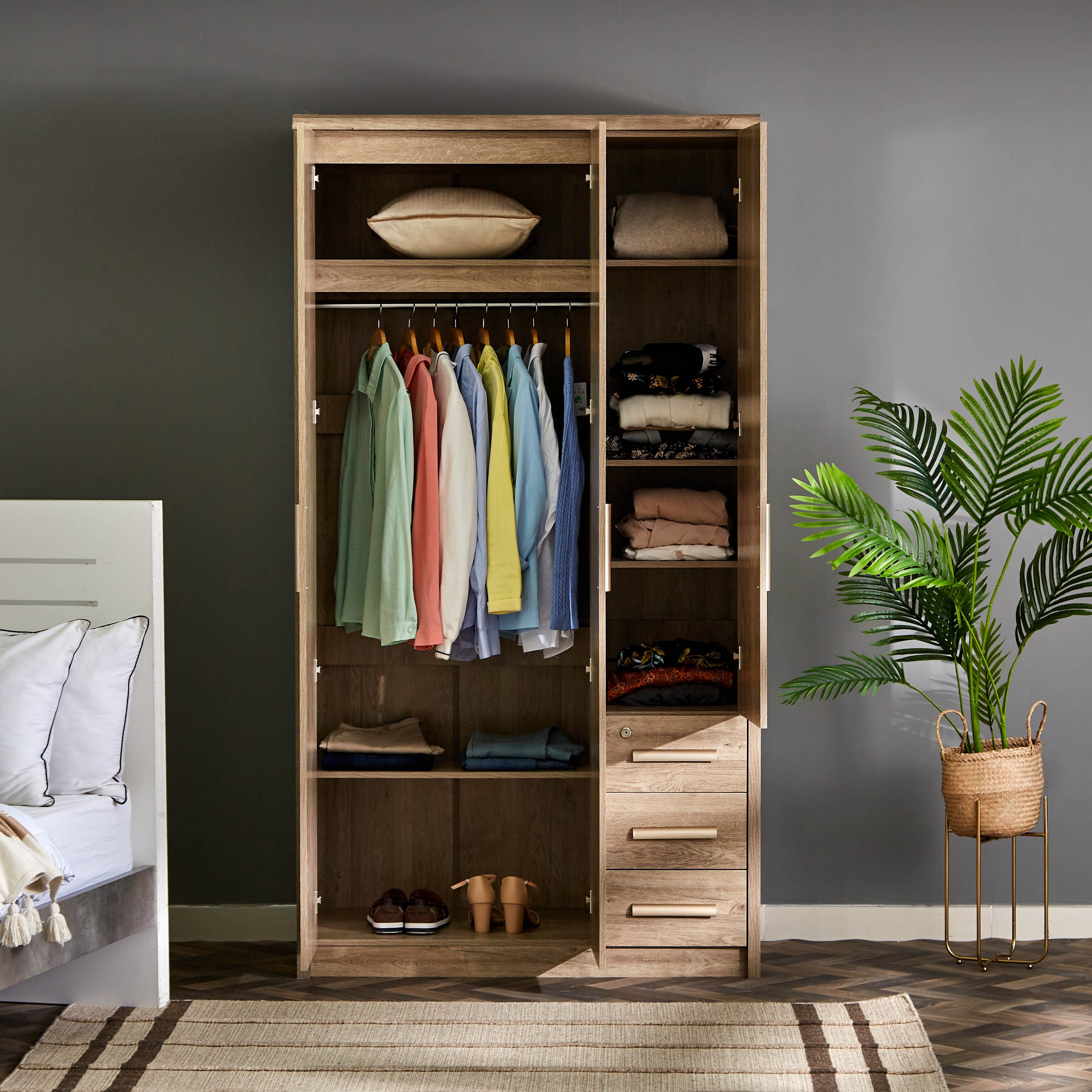 خزانة ملابس بـ3 أبواب مع مرآة من كيرفي-hbxfurniture-wardrobes-image-3