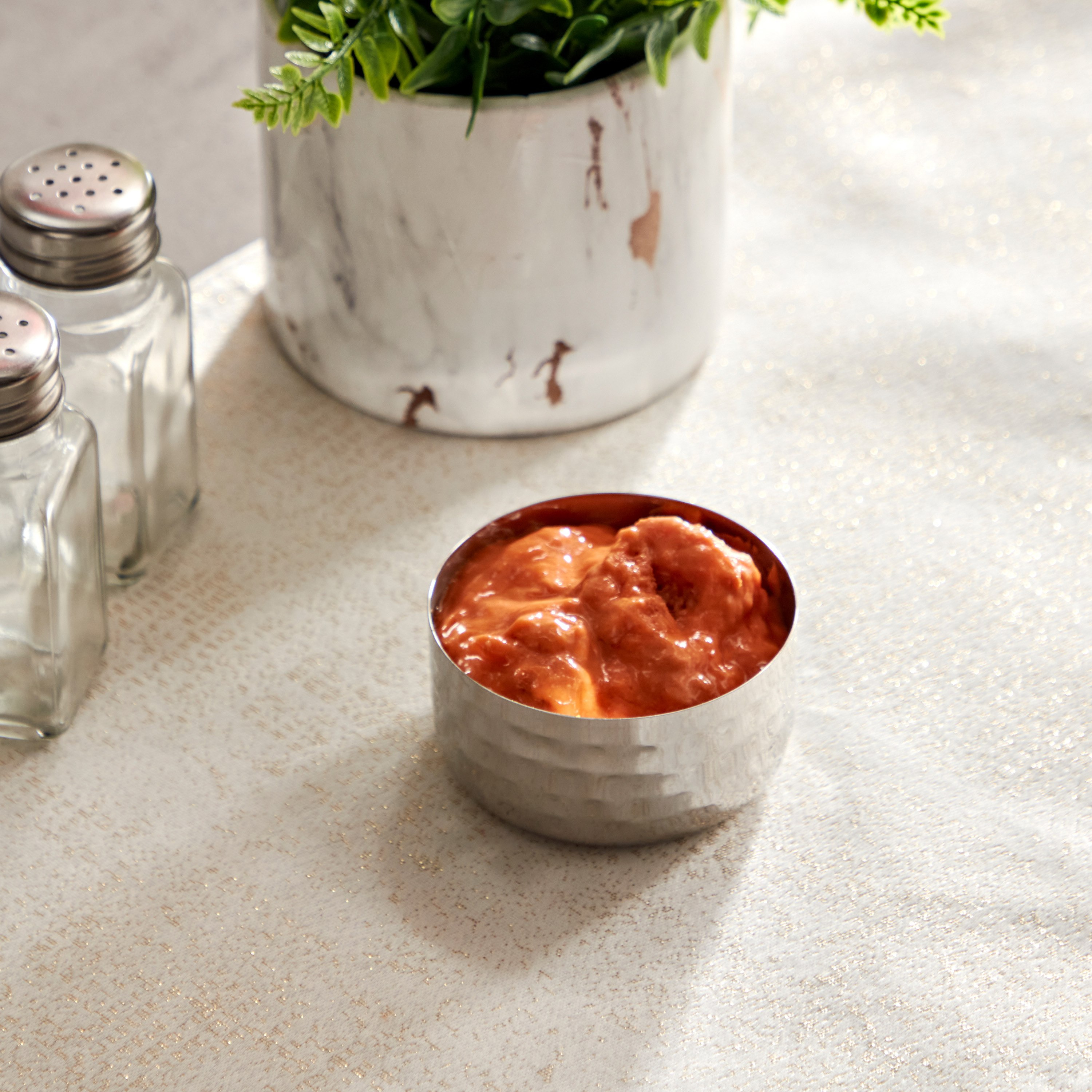 Hammered Stainless Steel Dip Bowl - 140 ml-hbxdecorandfurnishings-tabletop-crockery-image-2