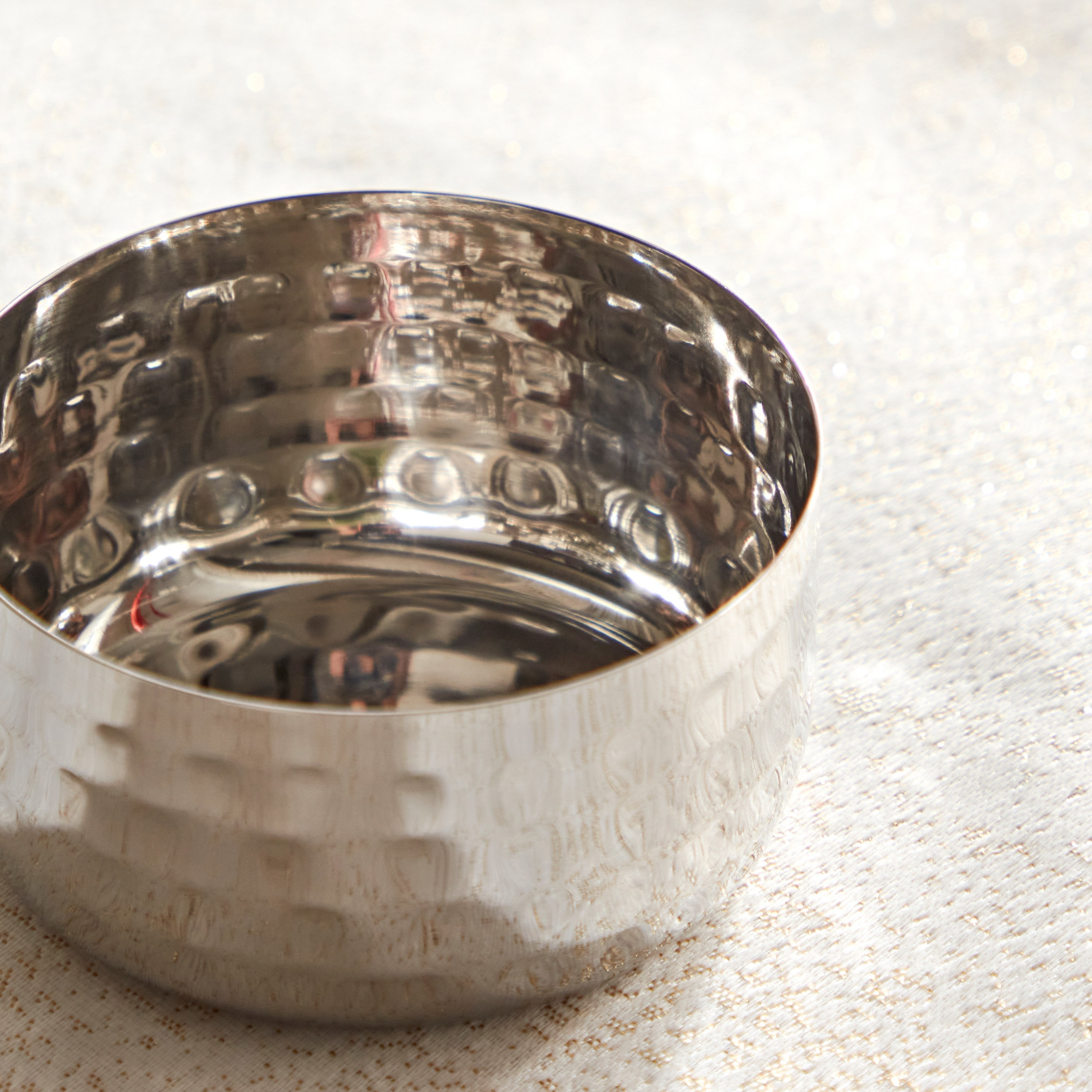Hammered Stainless Steel Dip Bowl - 140 ml-hbxdecorandfurnishings-tabletop-crockery-image-3