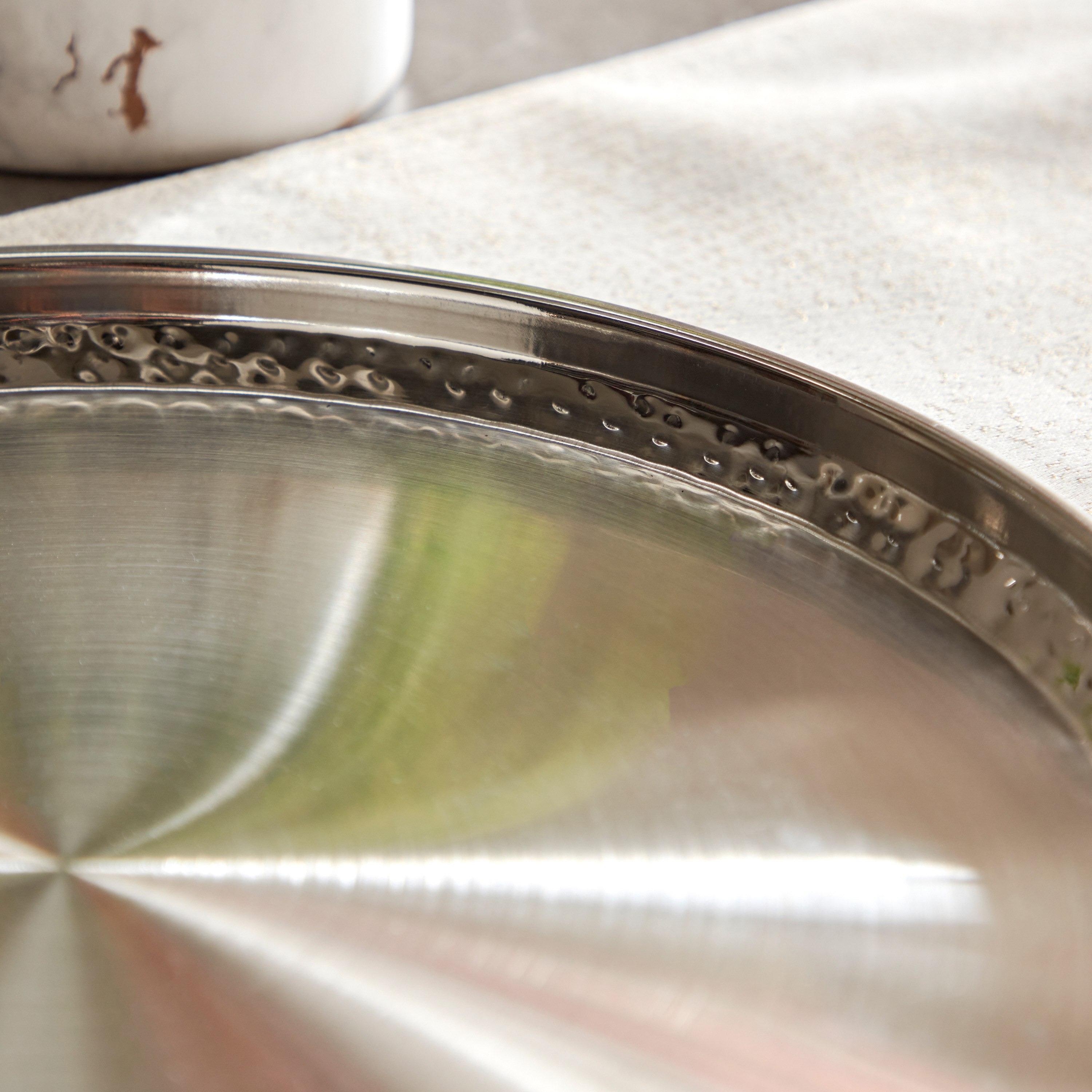 Hammered Stainless Steel Dinner Plate - 30 cm-hbxdecorandfurnishings-tabletop-crockery-image-3