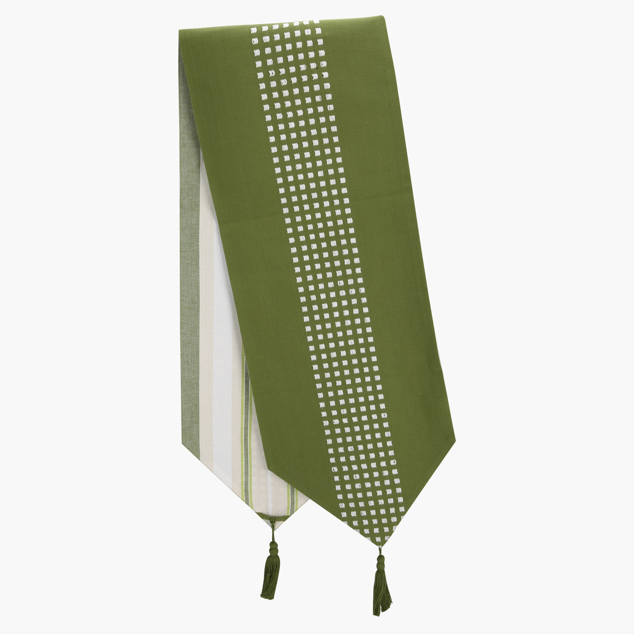 مفرش طاولة يُستخدم على الوجهين مزدان بشُرّابات ناثان-hbxdecorandfurnishings-homefurnishings-tablelinens-image-1