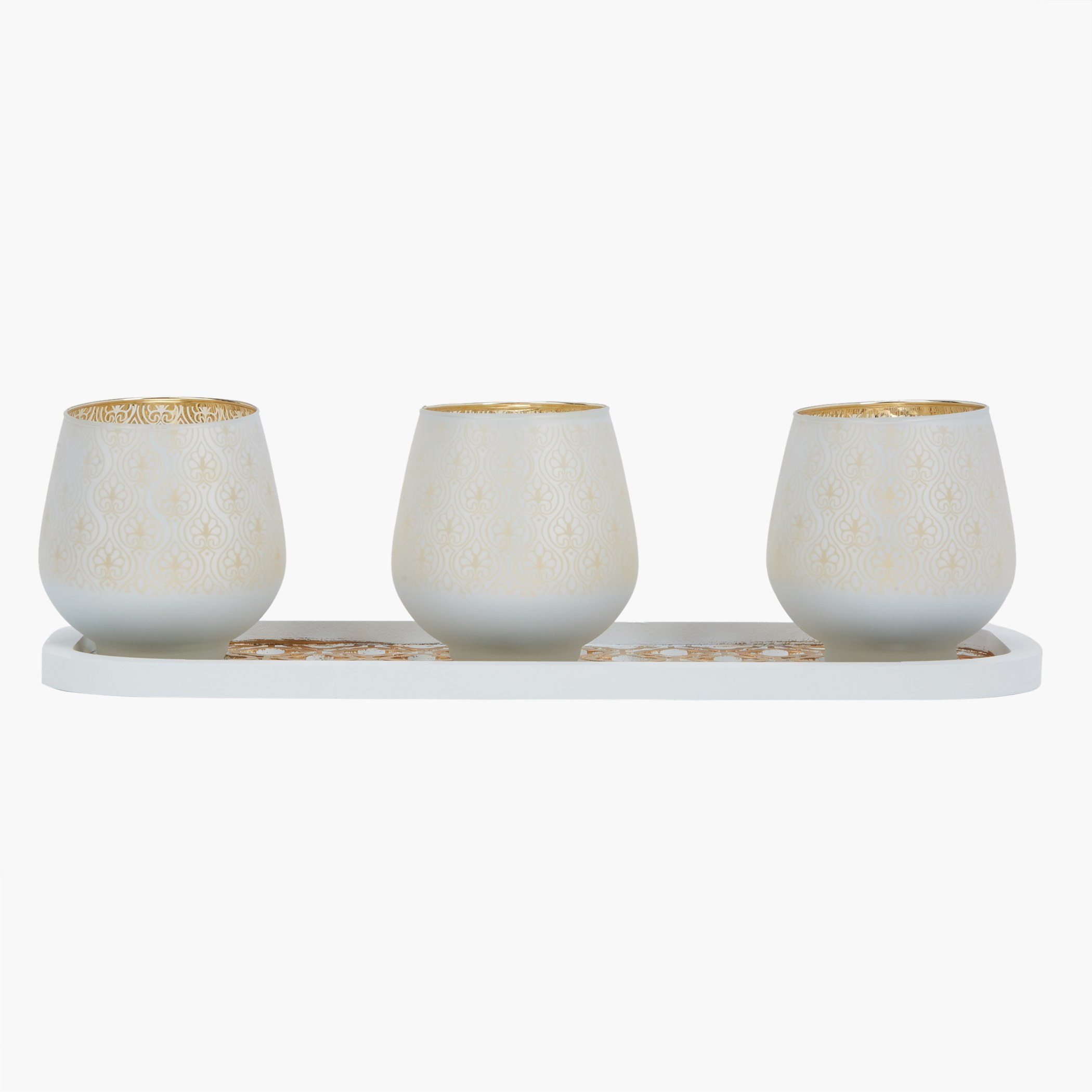 طقم حوامل شموع مزيّنة إمبيريال مع صينية - 4 قطع-hbxlivingroom-decorandaccessories-candleholders-image-1