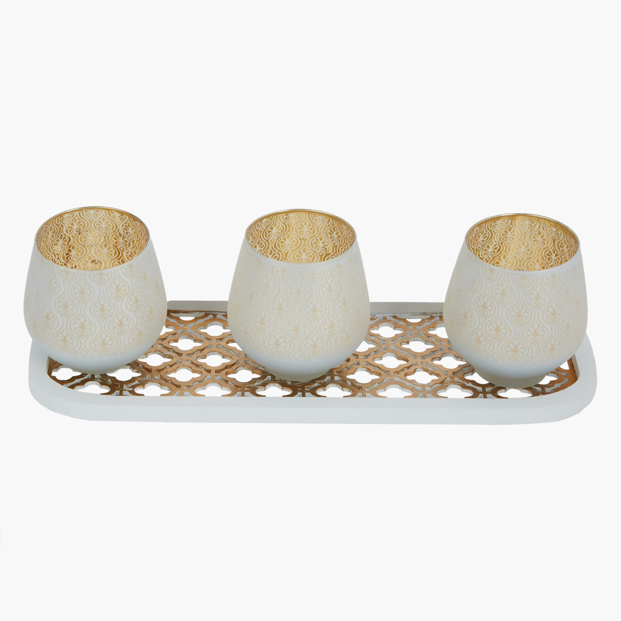 طقم حوامل شموع مزيّنة إمبيريال مع صينية - 4 قطع-hbxlivingroom-decorandaccessories-candleholders-image-2
