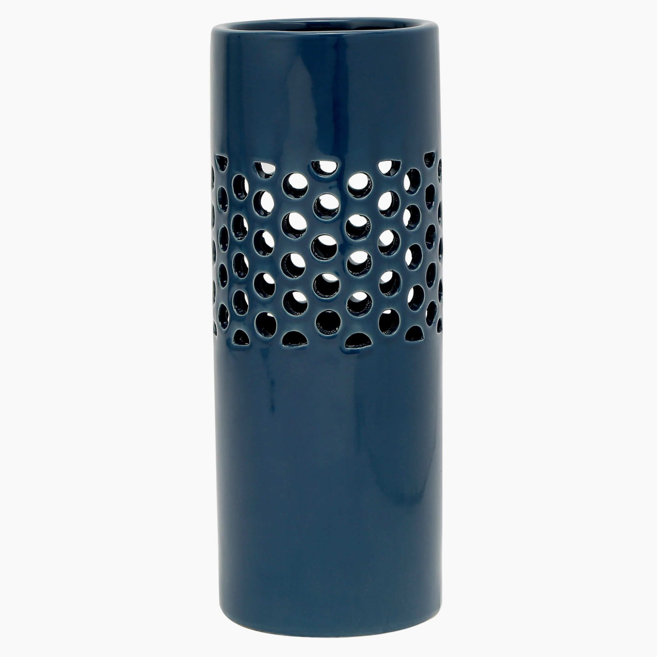 Lucent Cutwork Detail Cylindrical Vase-hbxbedroom-decorandaccessories-vases-image-1