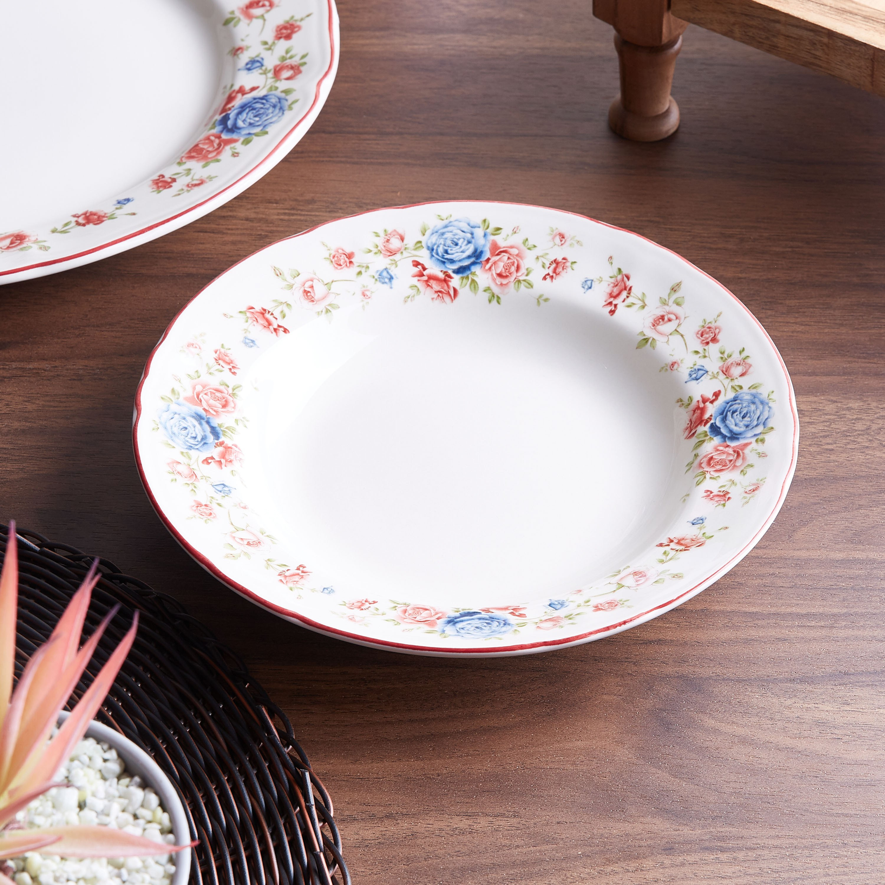 Claytan Cottage Roses Print Soup Plate - 23 cm-hbxdecorandfurnishings-tabletop-crockery-image-1