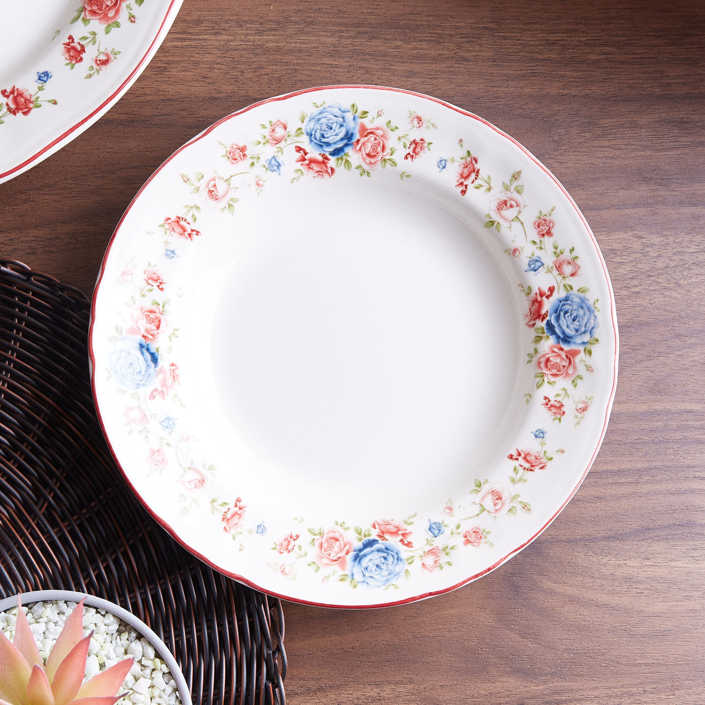 Claytan Cottage Roses Print Soup Plate - 23 cm-hbxdecorandfurnishings-tabletop-crockery-image-2