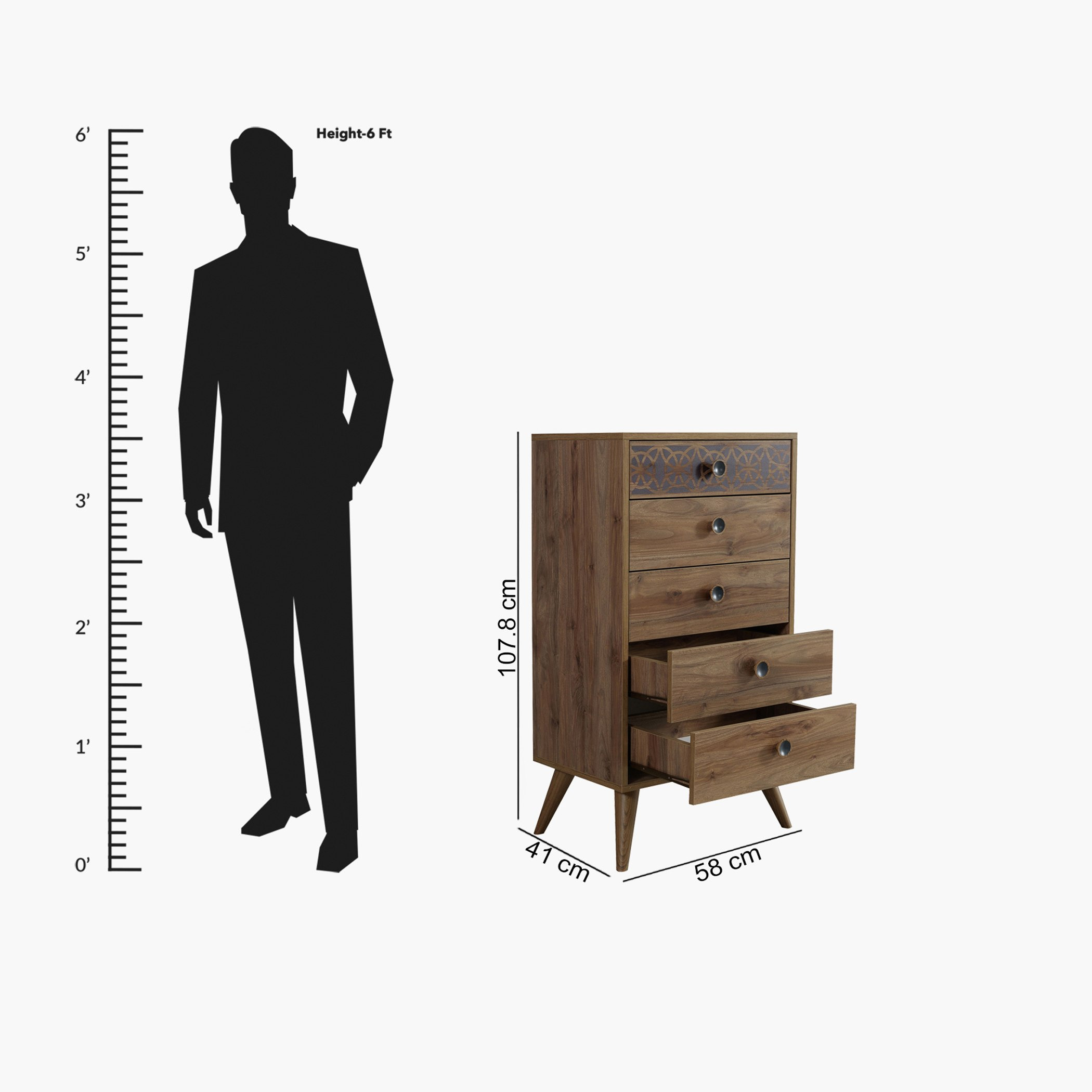 وحدة أدراج بـ5 أدراج بورشام-hbxfurniture-dressersandchests-chestofdrawers-image-4