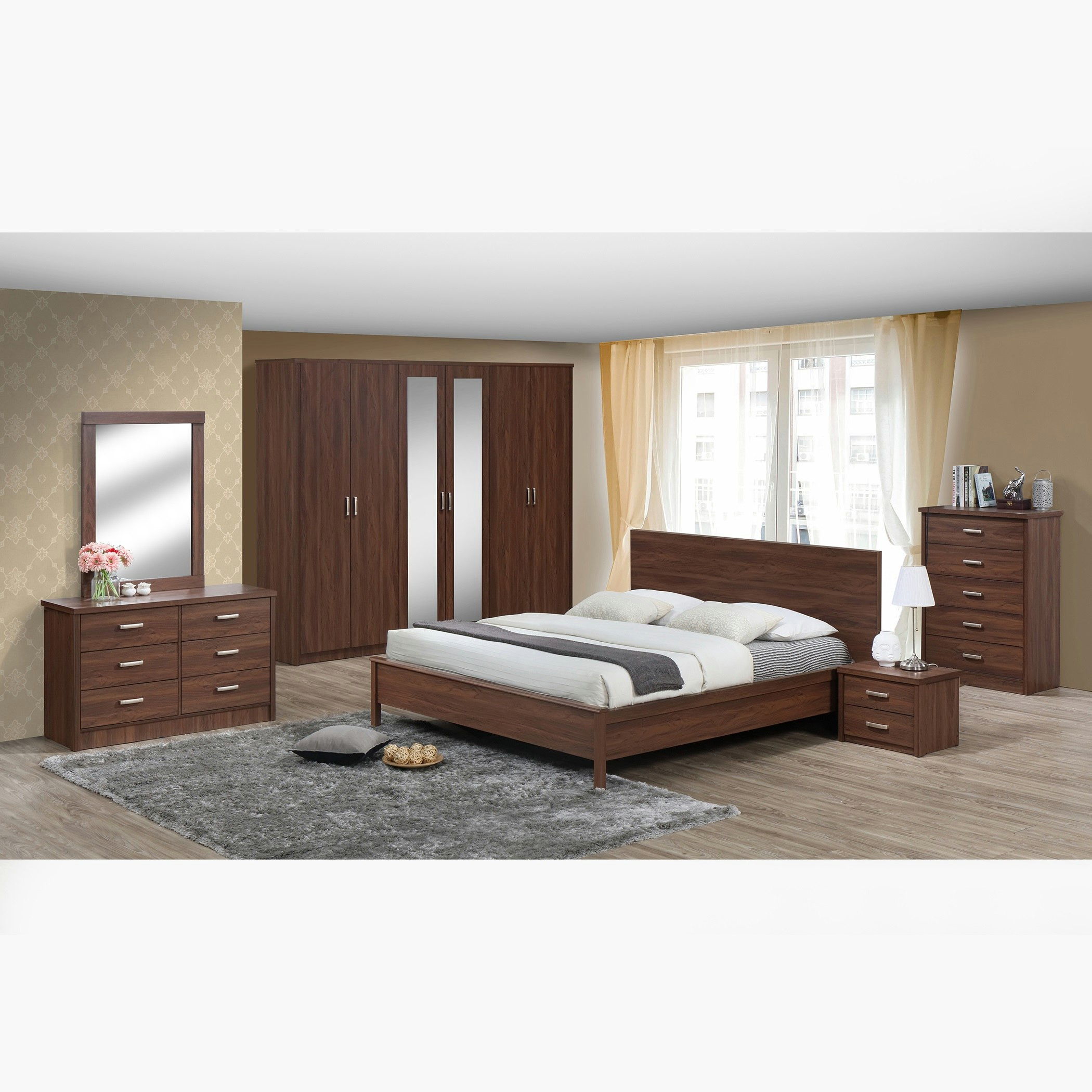 طقم غرفة نوم كينج 5 قطع من ألينا - 180x200 سم-hbxbedroom-bedsandbedsets-bedroomsets-king-image-1