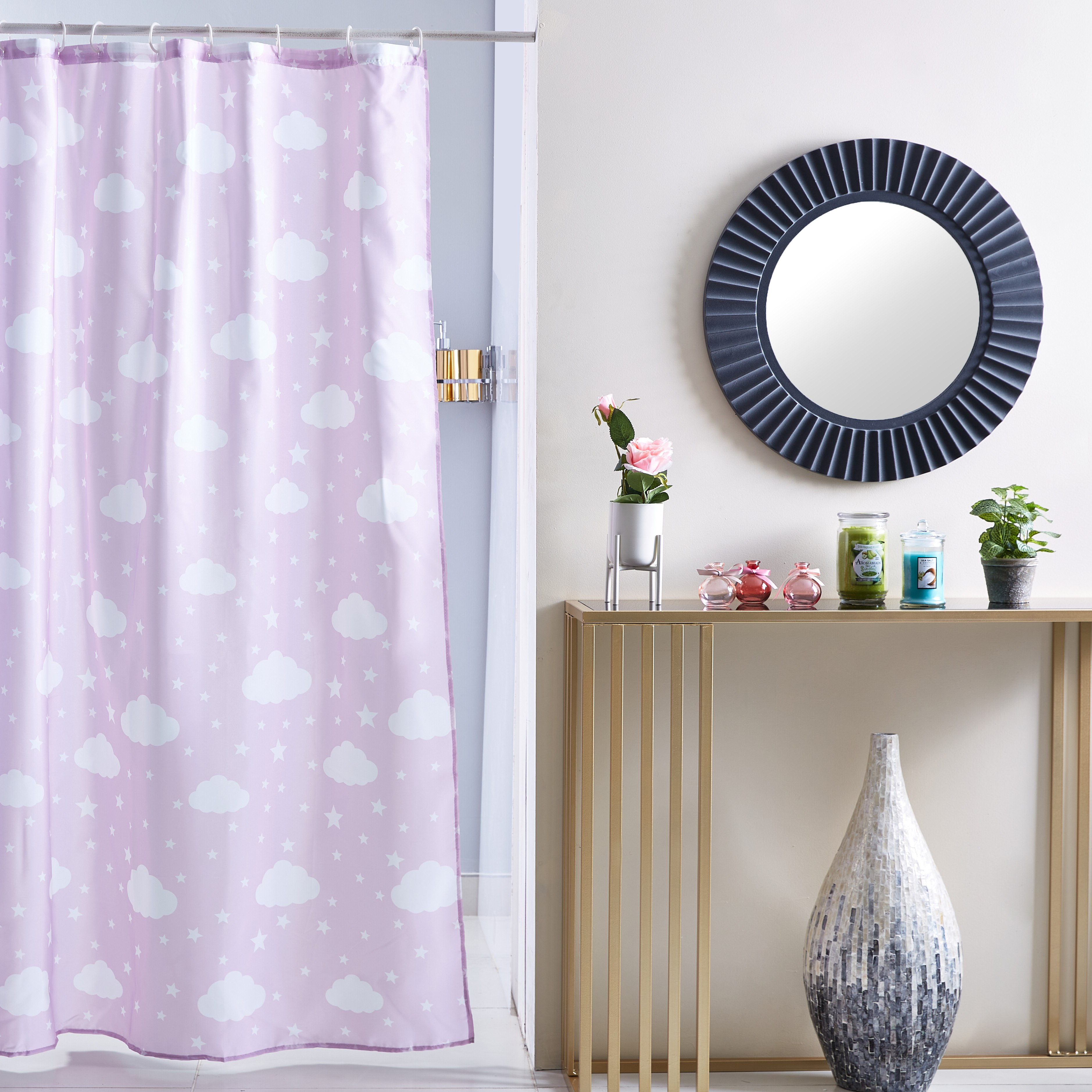 ستارة استحمام بطبعات سحاب و12 حلقة - 180x180 سم-hbxhomeware-hbxkidsandyouth-image-4
