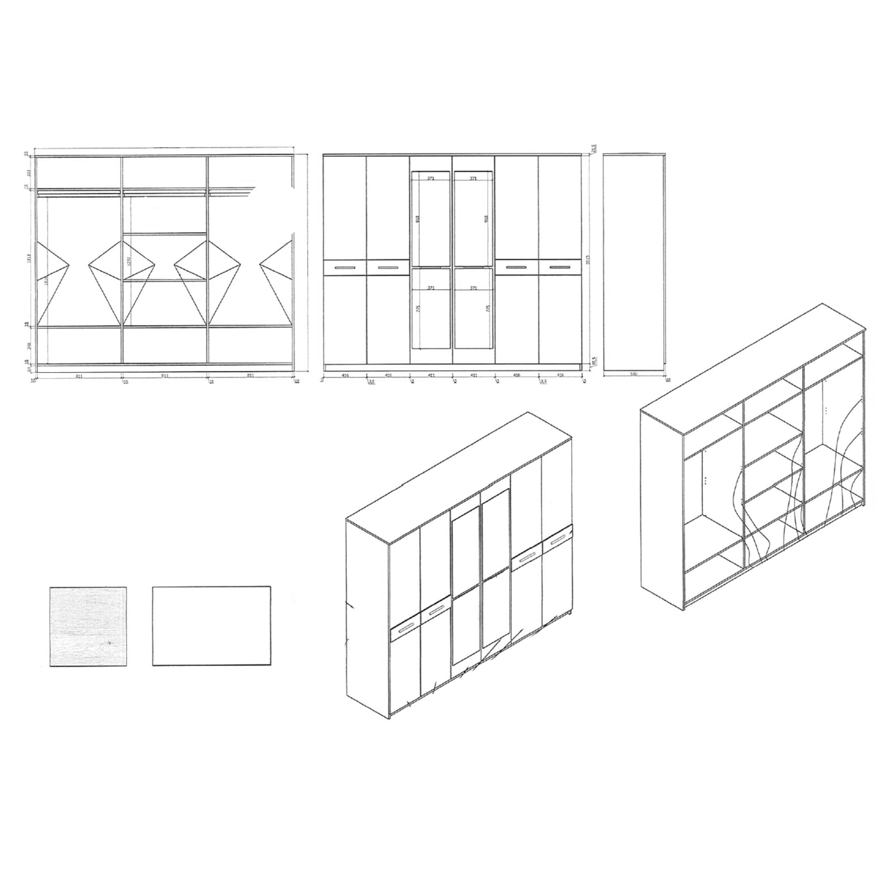 خزانة ملابس بـ6 أبواب ومرآتين من مون لايت-hbxfurniture-wardrobes-image-3