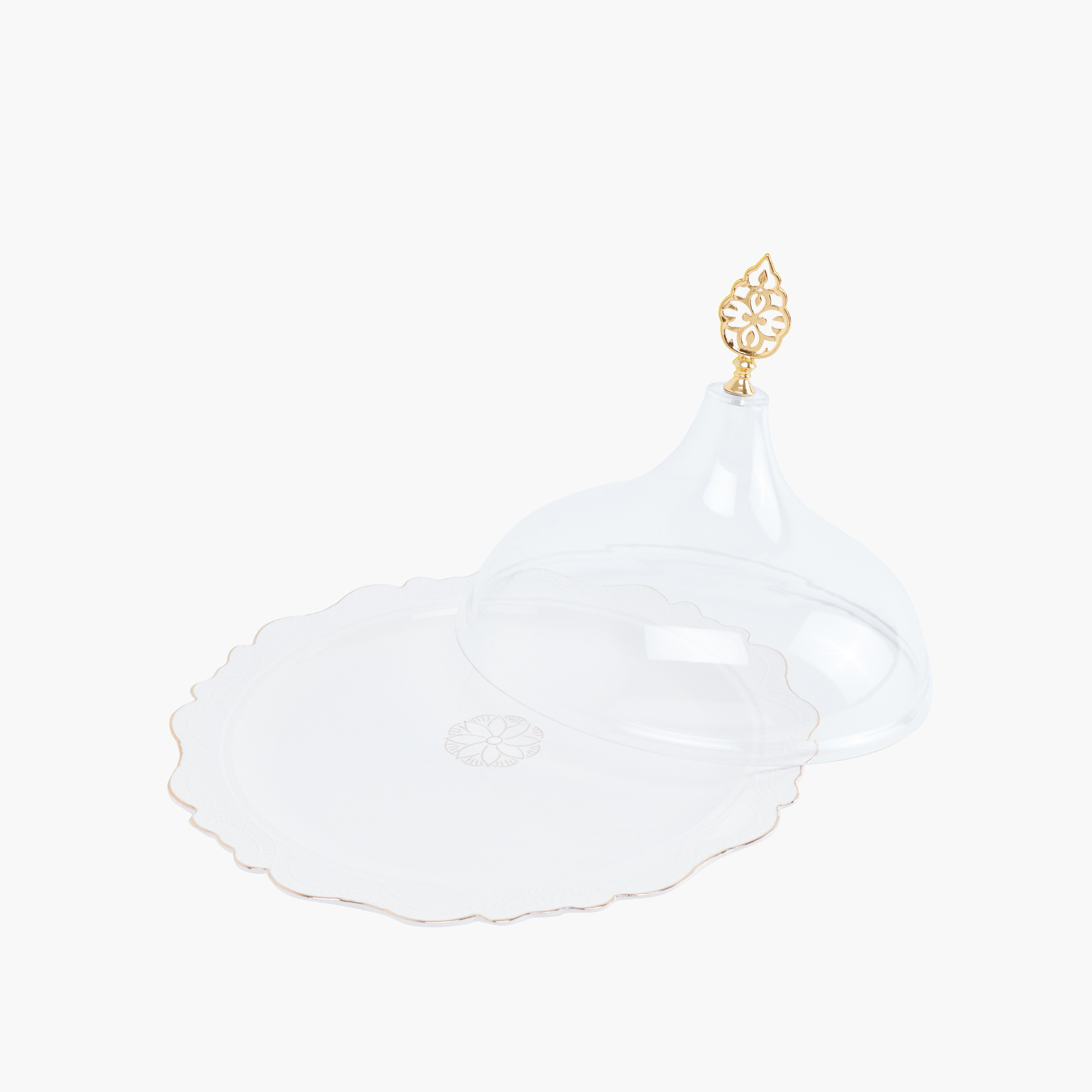 صحن كعك مستدير بغطاء من كوينز - 35 سم-hbxdecorandfurnishings-tabletop-serveware-image-1
