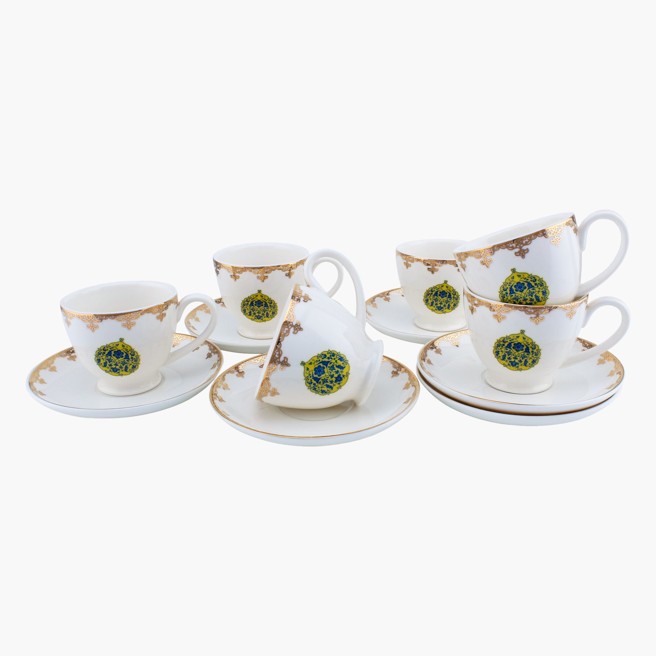 طقم فناجين وصحون 12 قطعة بطبعات سلطان-hbxhomeware-diningandtabletop-coffeeandteasets-image-1