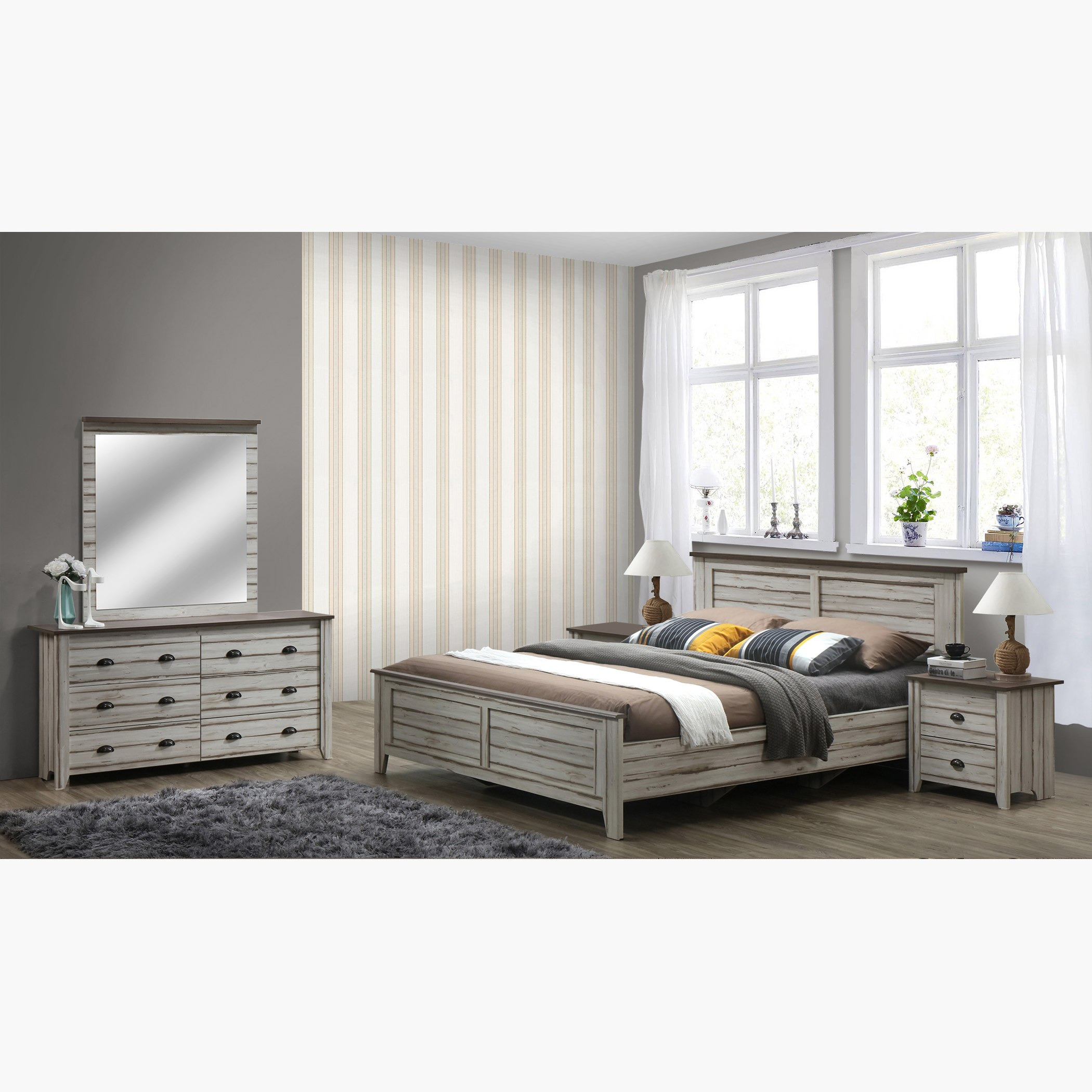 طقم غرفة نوم كينج 5 قطع من سورينتو - 180x200 سم-hbxbedroom-bedsandbedsets-bedroomsets-king-image-1