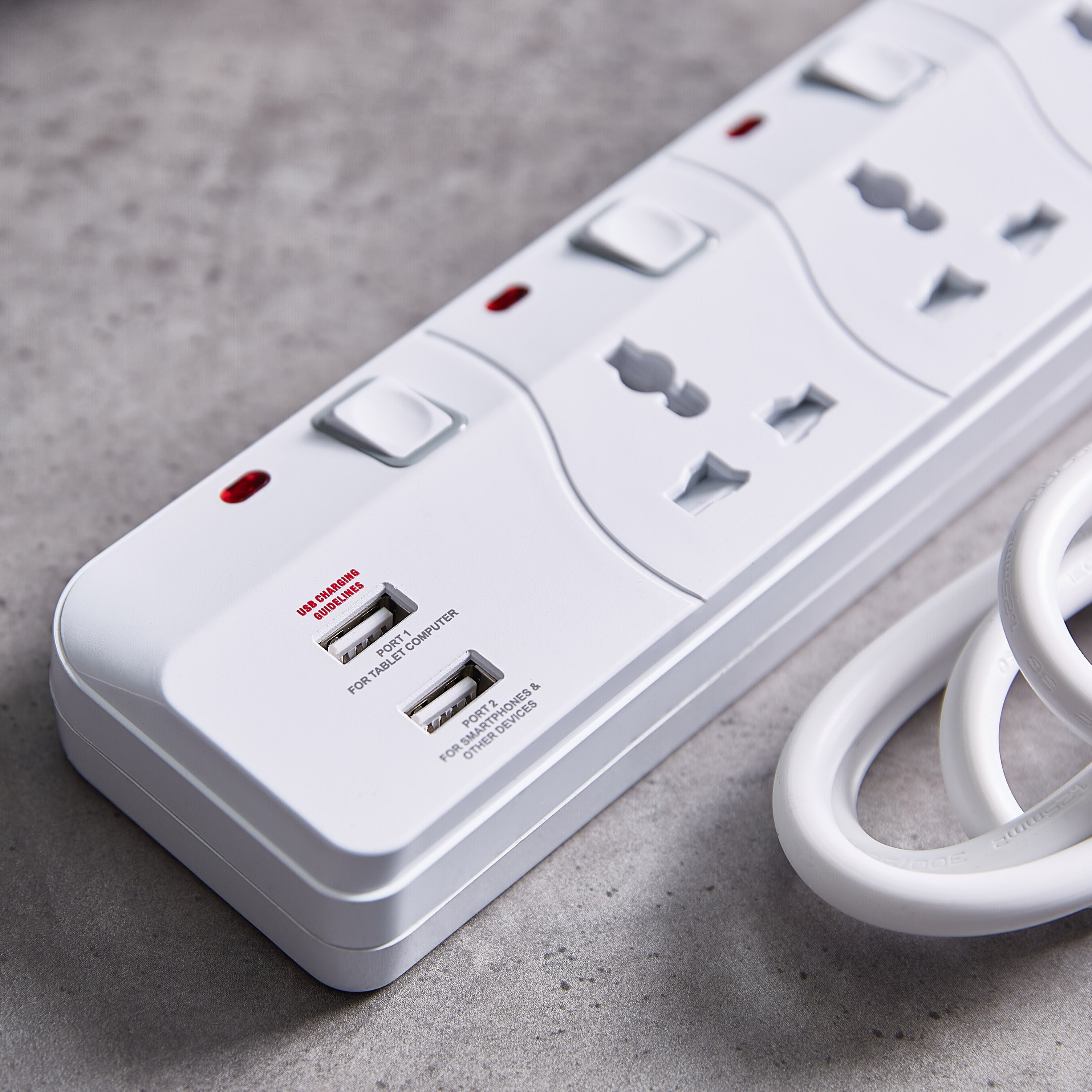 Oshtraco 4-Way Universal Switch Socket with 2 m Cord & USB Charger-hbxbedroom-lighting-lightingaccessories-image-2