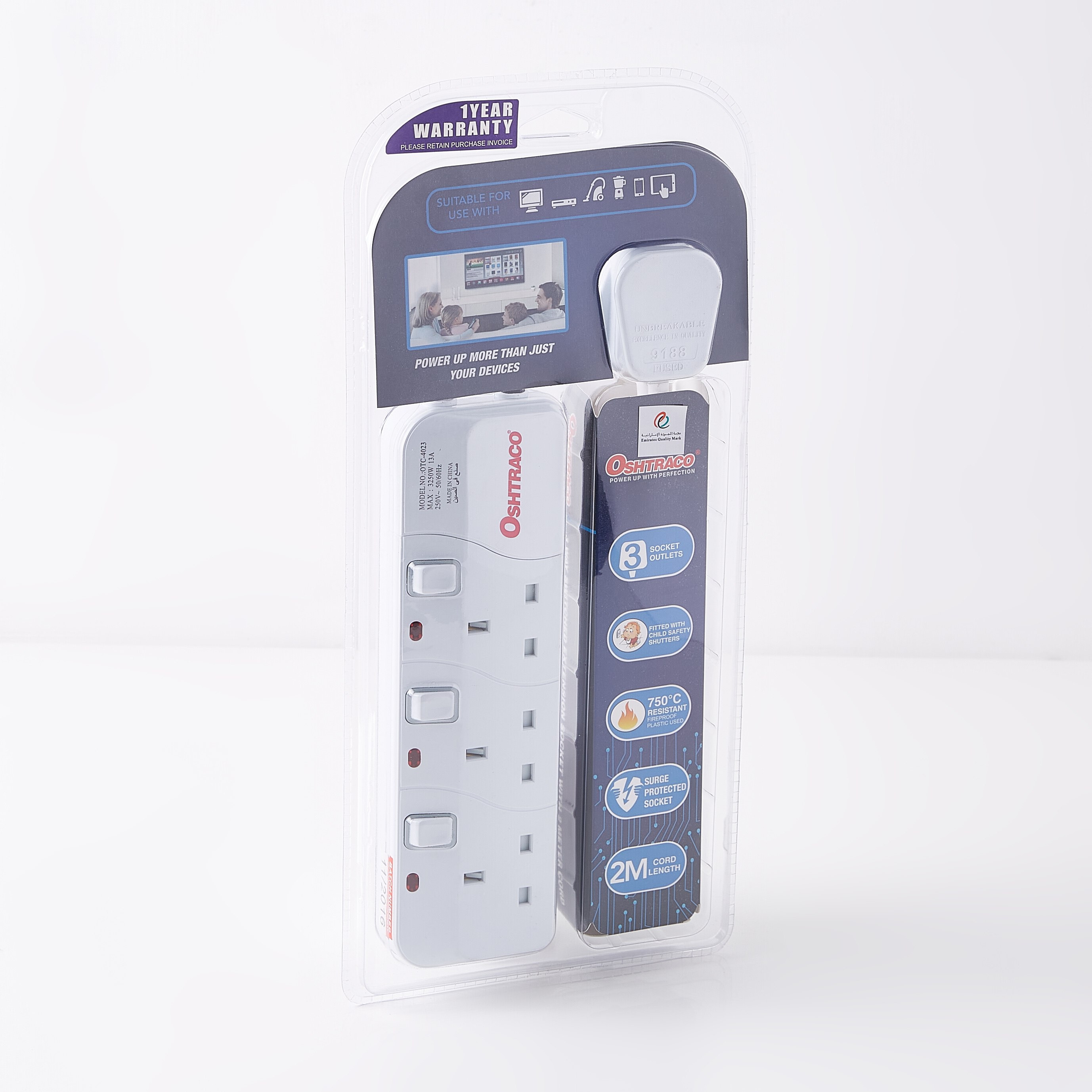Oshtraco 4-Way Universal Switch Socket with 2 m Cord & USB Charger-hbxbedroom-lighting-lightingaccessories-image-4