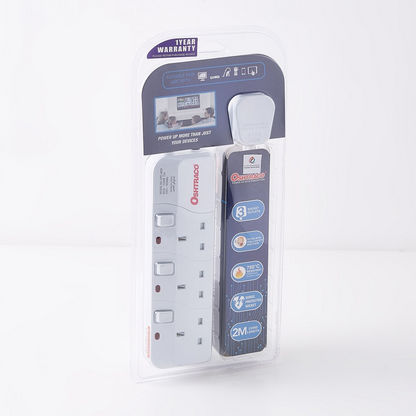 Oshtraco 4-Way Universal Switch Socket with 2 m Cord & USB Charger
