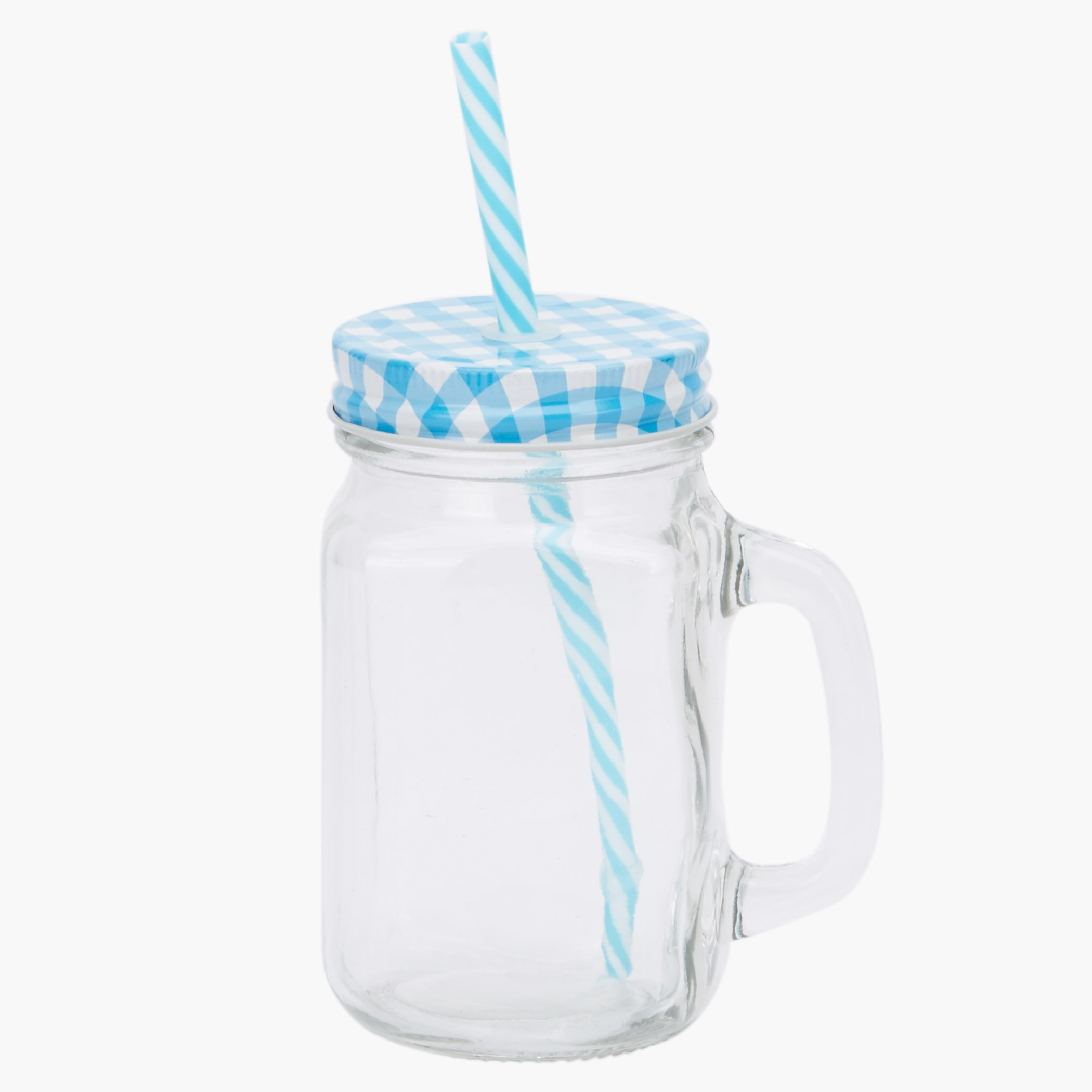 إناء ماسون بغطاء كاروهات وقشّة من ميرا - 450 مل-hbxhomeware-hbxkitchen-image-1