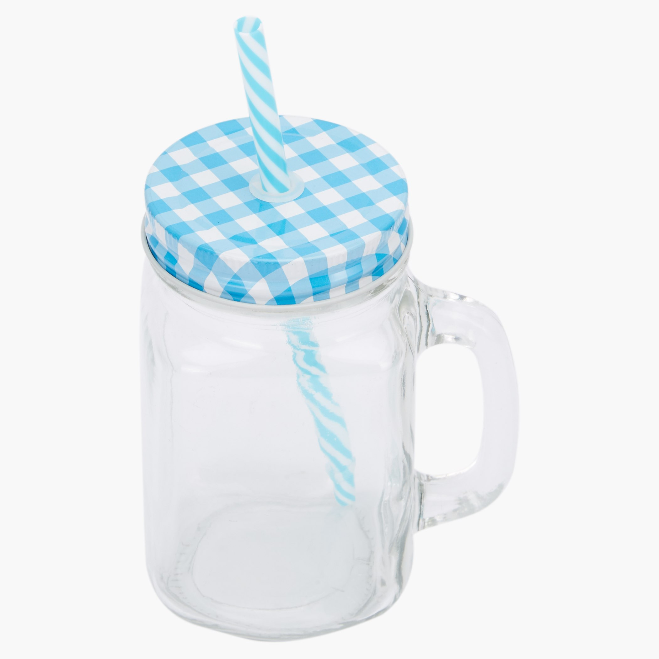 إناء ماسون بغطاء كاروهات وقشّة من ميرا - 450 مل-hbxhomeware-hbxkitchen-image-2