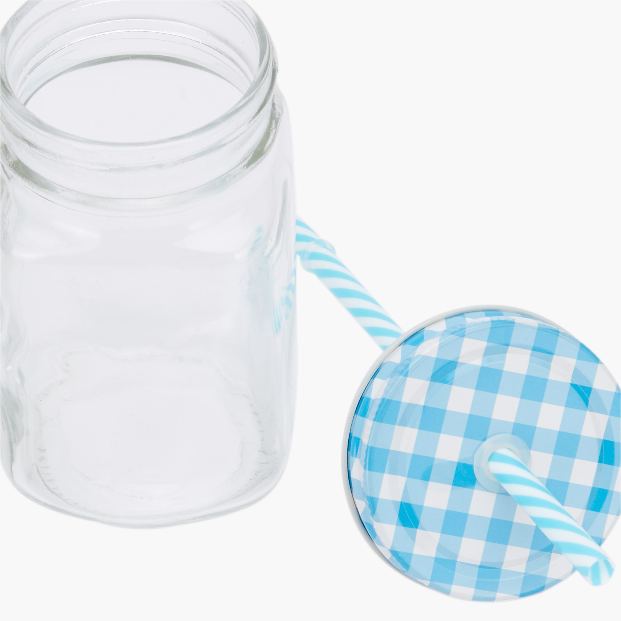 إناء ماسون بغطاء كاروهات وقشّة من ميرا - 450 مل-hbxhomeware-hbxkitchen-image-3