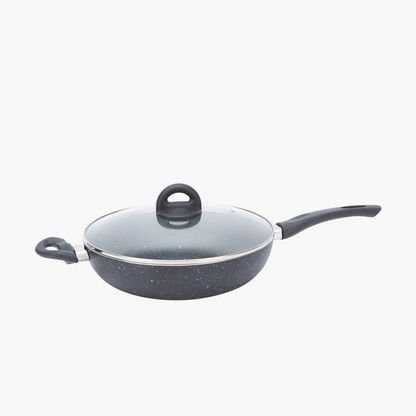 Onyx Non-Stick Wok Pan with Lid and Induction Base - 28 cms