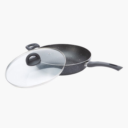 Onyx Non-Stick Wok Pan with Lid and Induction Base - 28 cms