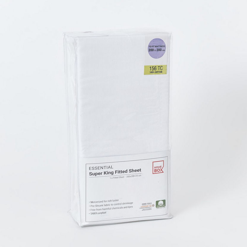 Essential Super King Cotton Fitted Sheet - 200x200+25 cm-Sheets and Pillow Covers-image-7