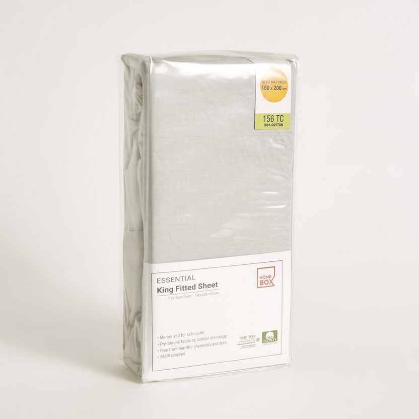 Essential King Cotton Fitted Sheet - 180x200+25 cm-Sheets and Pillow Covers-image-6