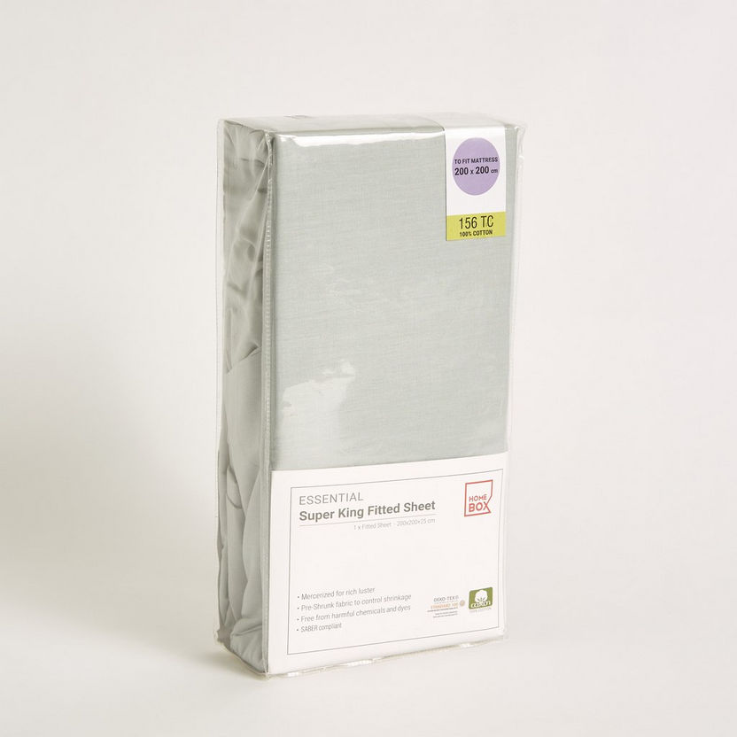 Essential Super King Cotton Fitted Sheet - 200x200+25 cm-Sheets and Pillow Covers-image-6