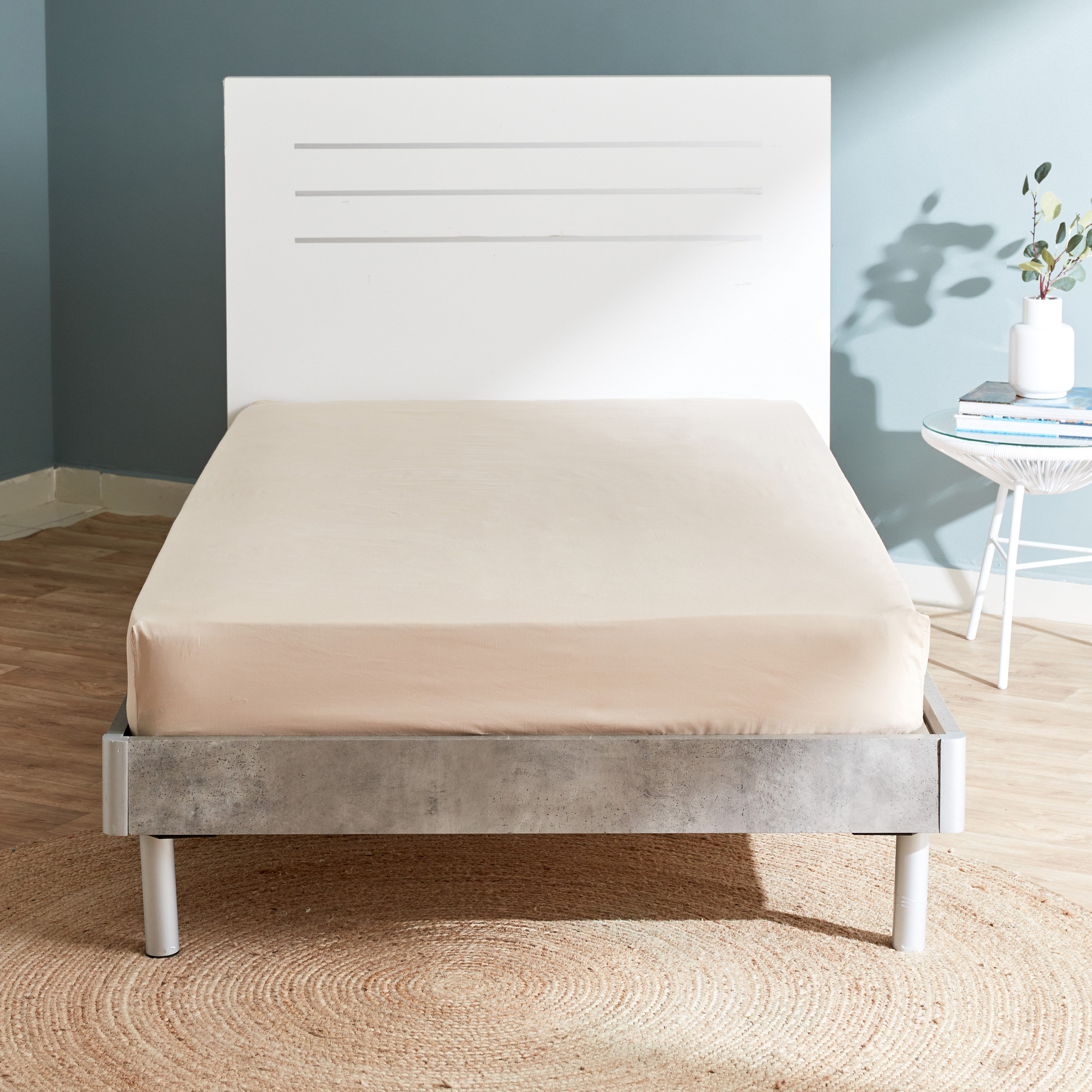 شرشف مطّاطي مزدوج قطن من إسينشيال - 120x200+25 سم-hbxhomeware-hbxbedroom-image-2