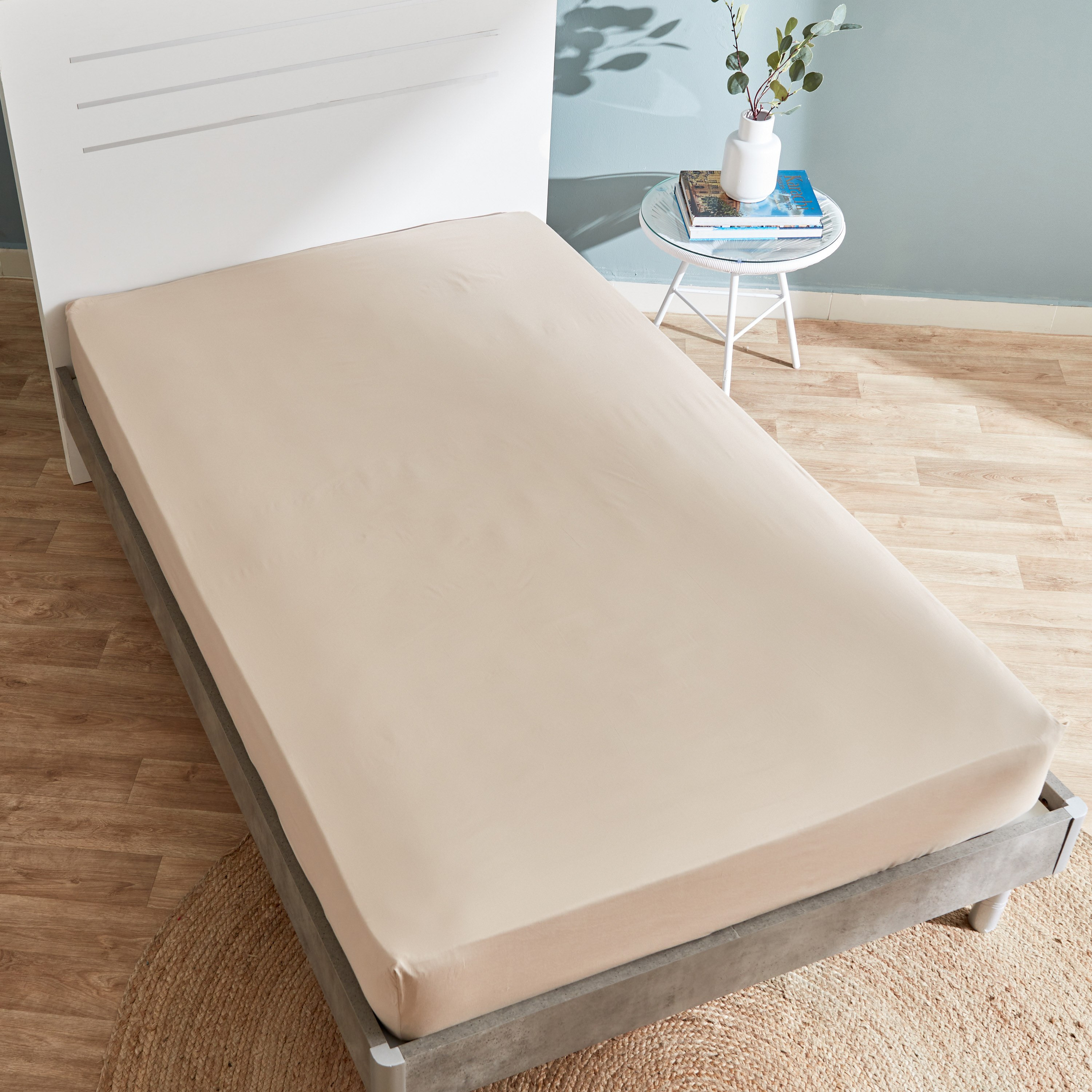 شرشف مطّاطي مزدوج قطن من إسينشيال - 120x200+25 سم-hbxhomeware-hbxbedroom-image-5