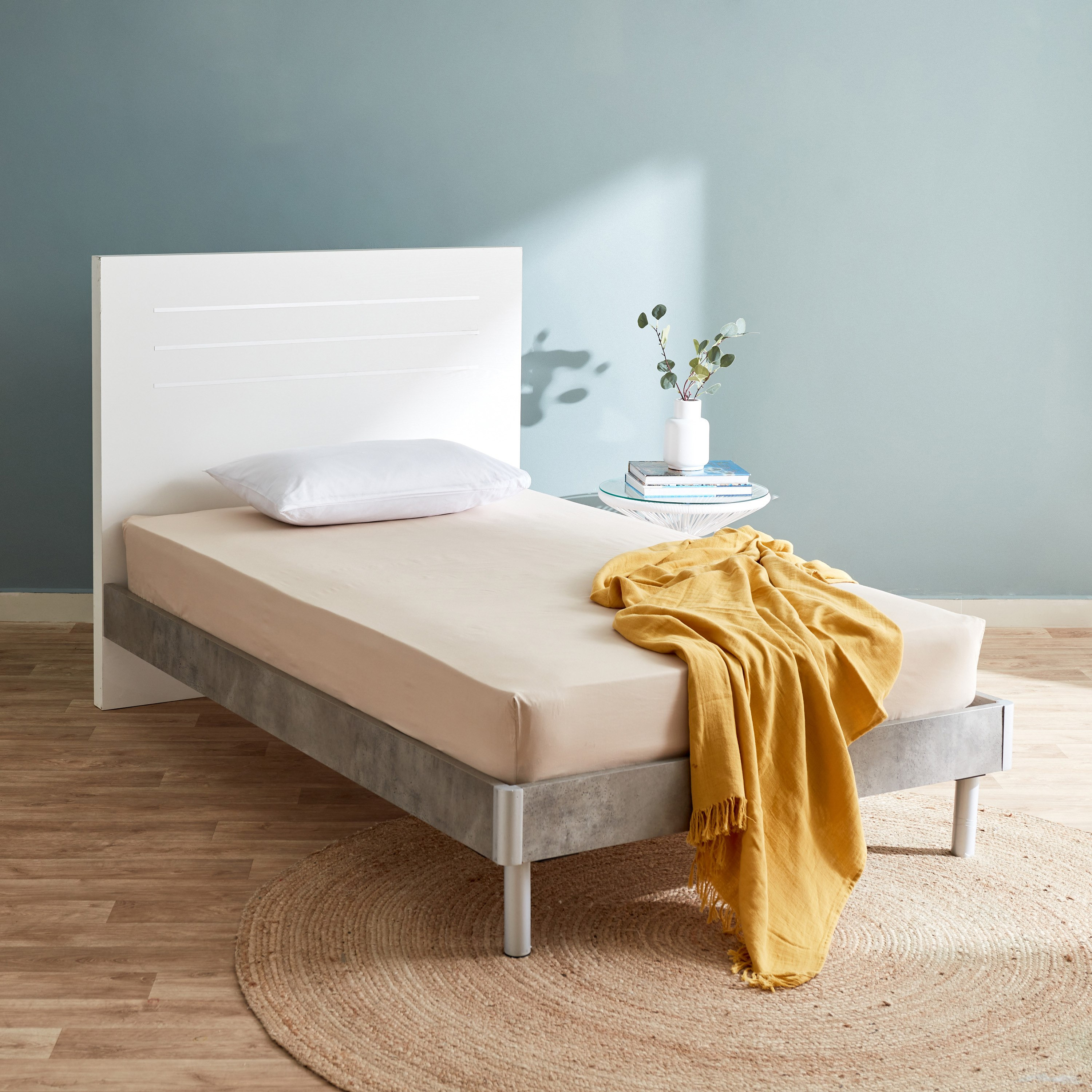 شرشف مطّاطي مزدوج قطن من إسينشيال - 120x200+25 سم-hbxhomeware-hbxbedroom-image-7