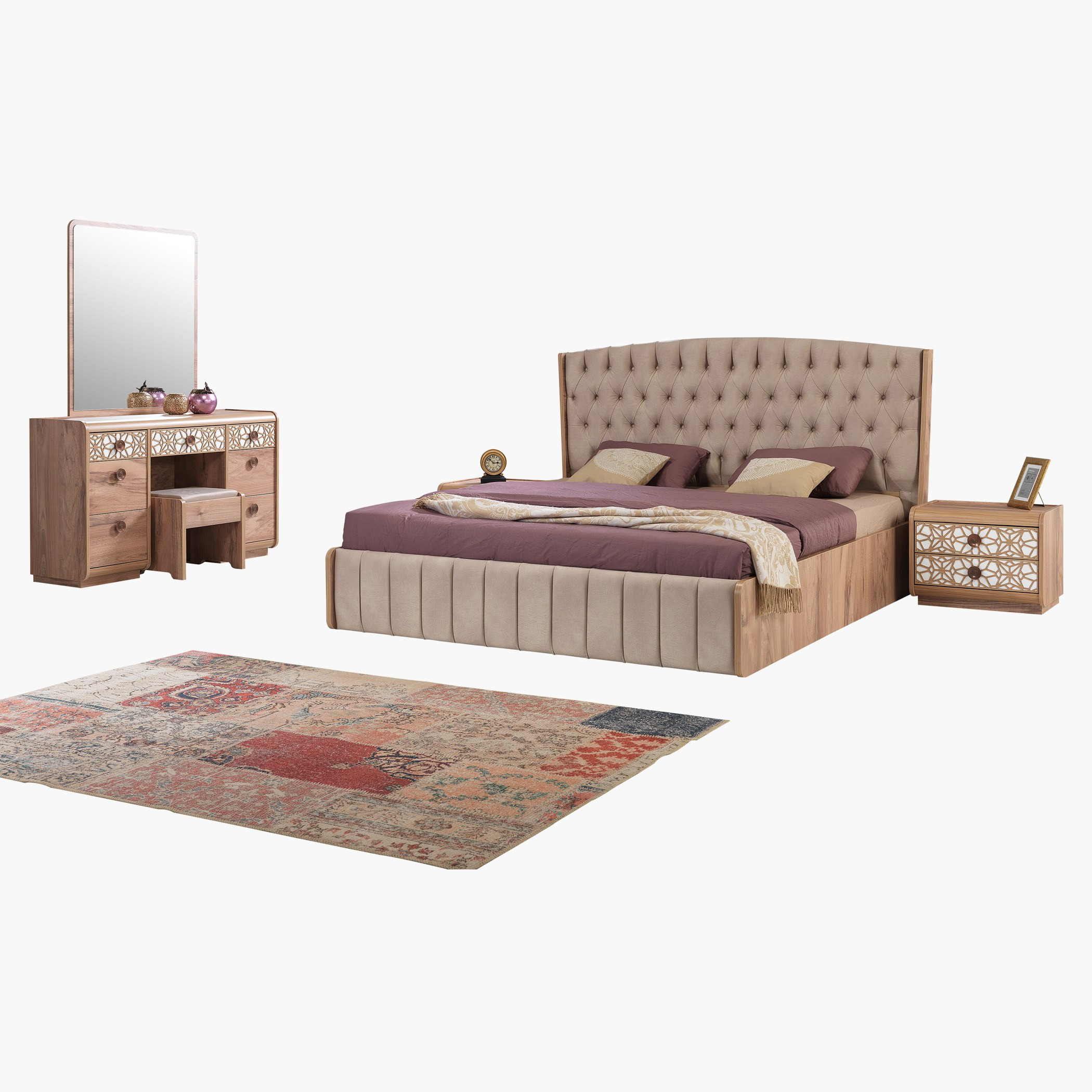 طقم غرفة نوم كينج 6 قطع من تريليس - 180x200 سم-hbxbedroom-bedsandbedsets-bedroomsets-king-image-2