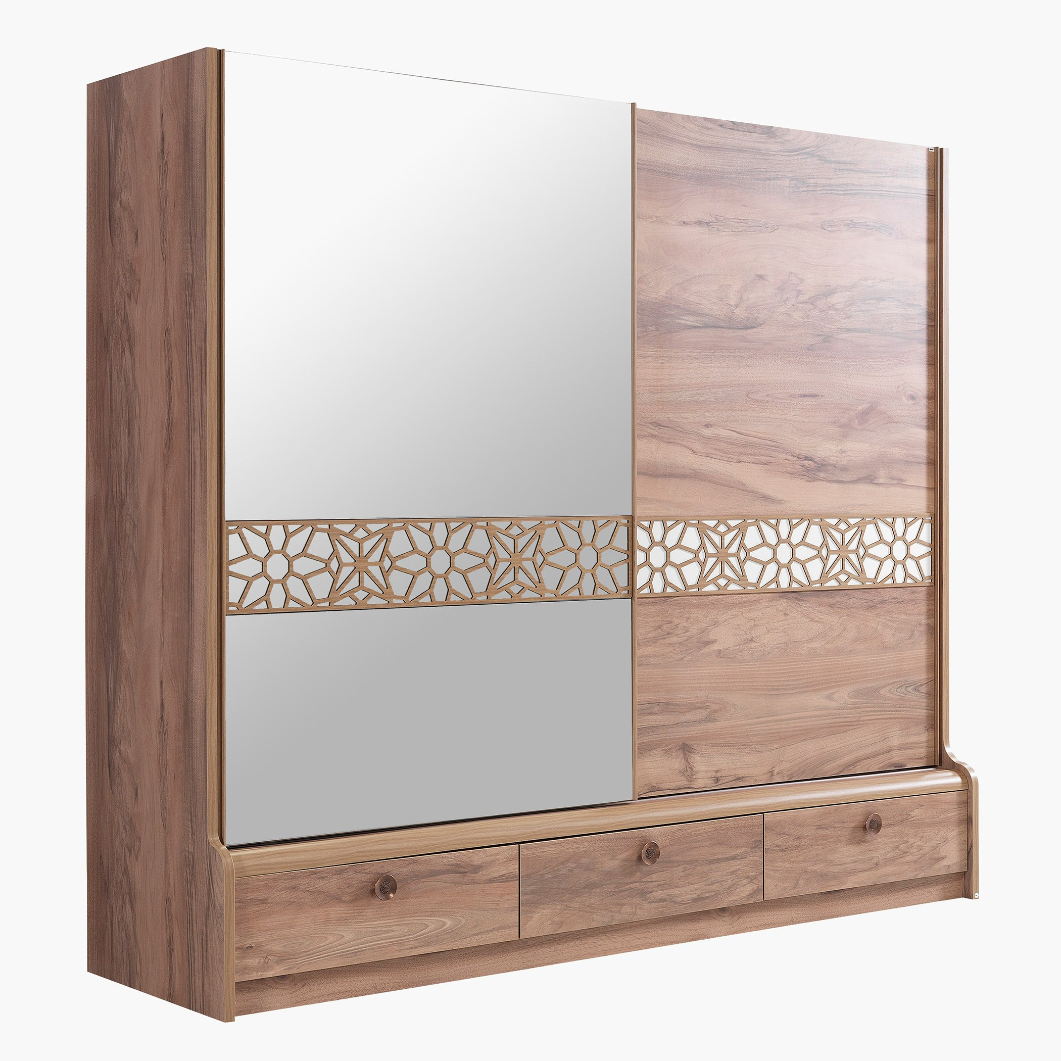 خزانة ملابس ببابين انزلاقيين و3 أدراج مع مرآة من تريليس-hbxfurniture-wardrobes-image-1