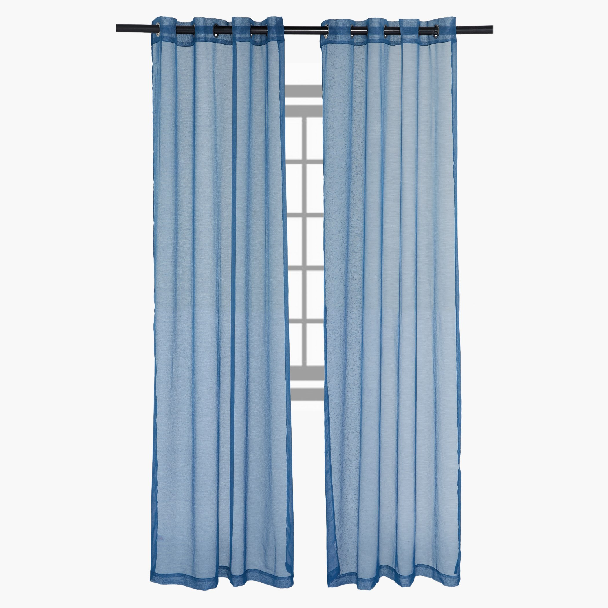 Indus Sheer Textured Eyelet Curtain Pair - 140x240 cm-hbxbedroom-windowcoverings-curtains-image-1