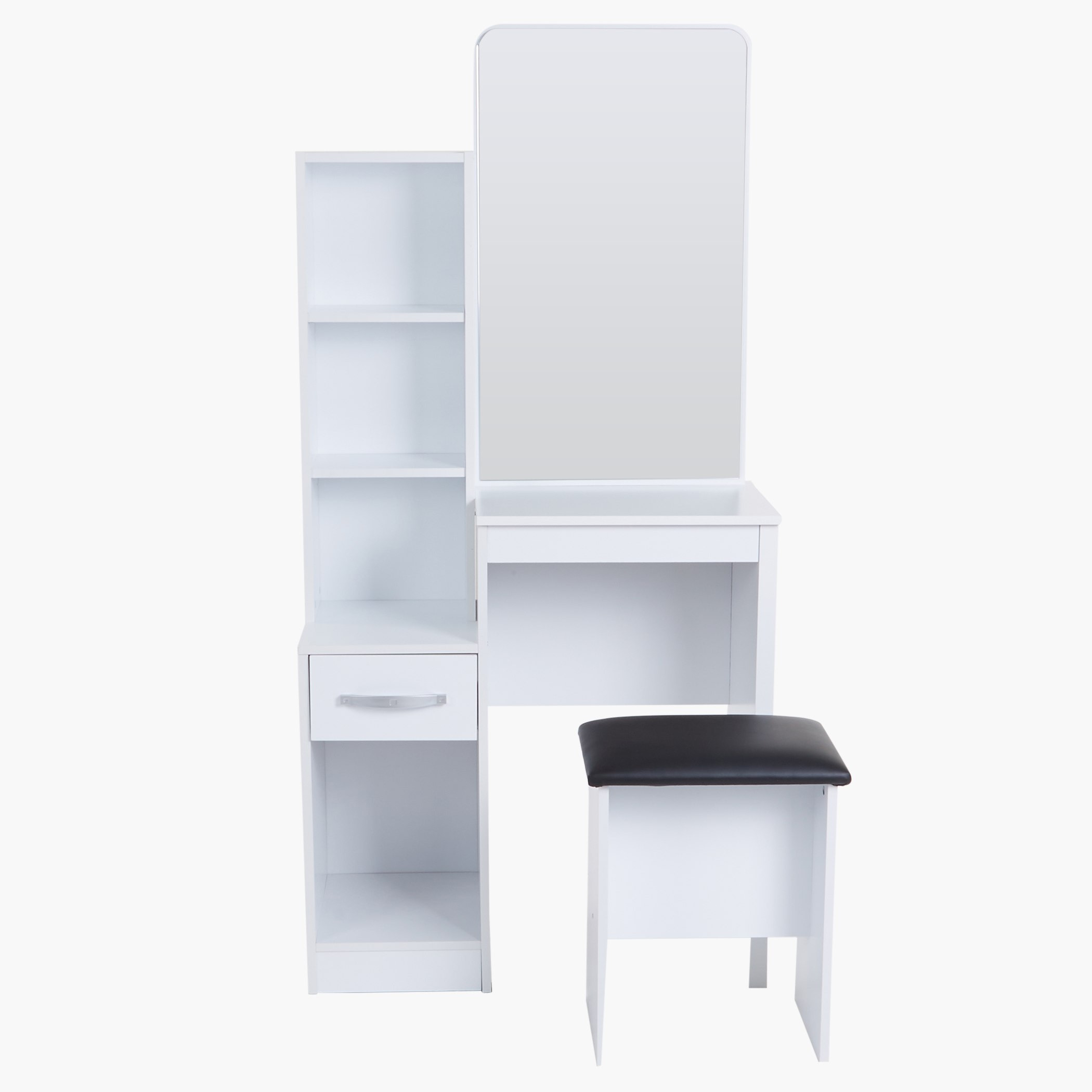 طاولة تزيين بأرفف عديدة ودرج مع مرآة ومقعد - جوي من موڤو-hbxfurniture-bedroom-dressersandmirrors-image-2