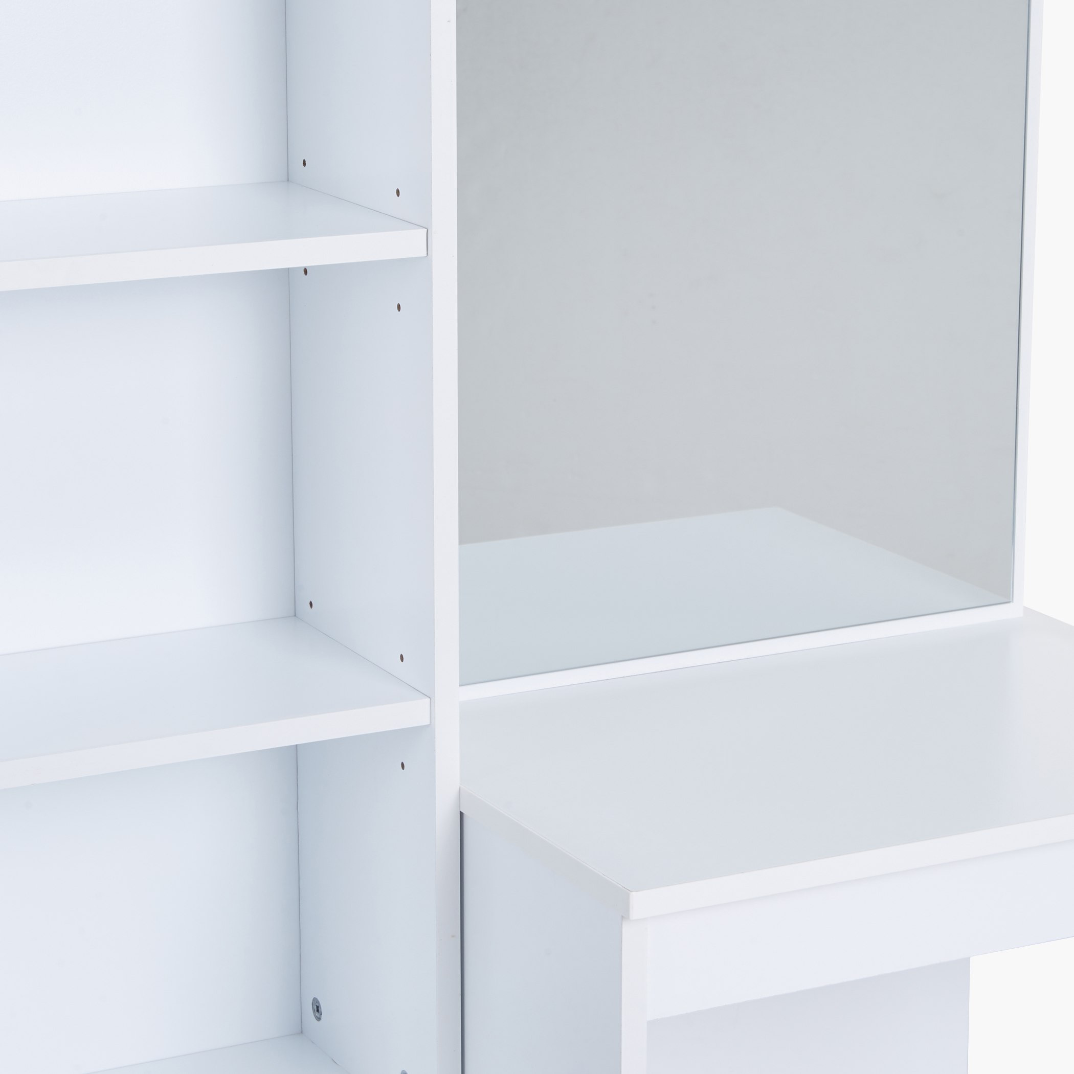 طاولة تزيين بأرفف عديدة ودرج مع مرآة ومقعد - جوي من موڤو-hbxfurniture-bedroom-dressersandmirrors-image-5
